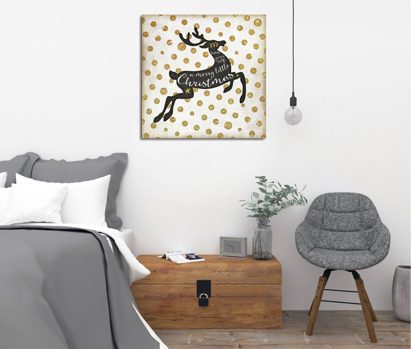 Quadro Decorativo em Tela KC189 Multicolor 45x45cm com Moldura de Madeira - Arte em Canvas 100% para Decoração de Interiores