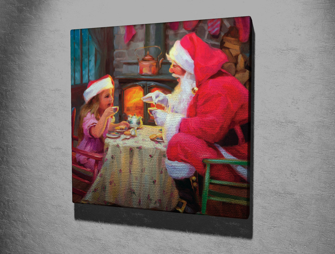 Quadro Decorativo em Tela KC192 Multicolor 45x45cm com Moldura de Madeira - Arte Moderna para Decoração de Interiores