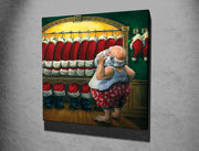 Quadro Decorativo em Tela KC193 Multicolor 45x45cm com Moldura de Madeira - Arte Moderna para Decoração de Interiores