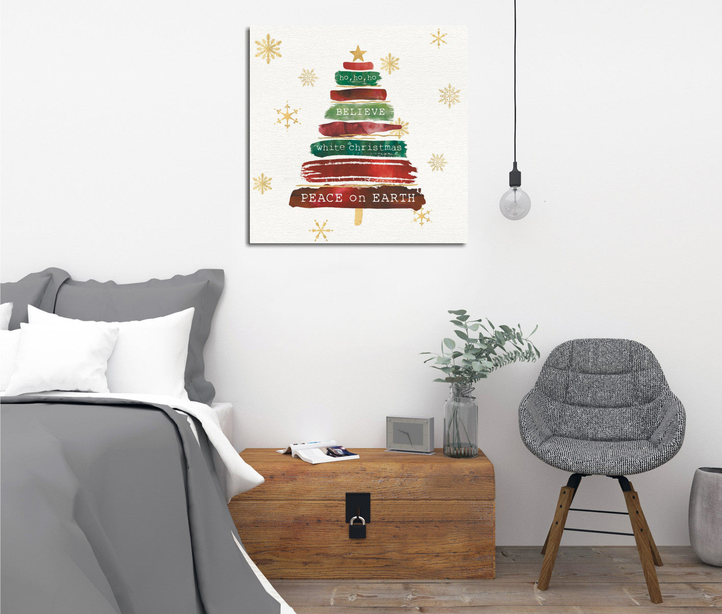 Quadro Decorativo em Tela KC196 Multicolor 45x45cm com Moldura de Madeira - Arte Moderna para Decoração de Interiores