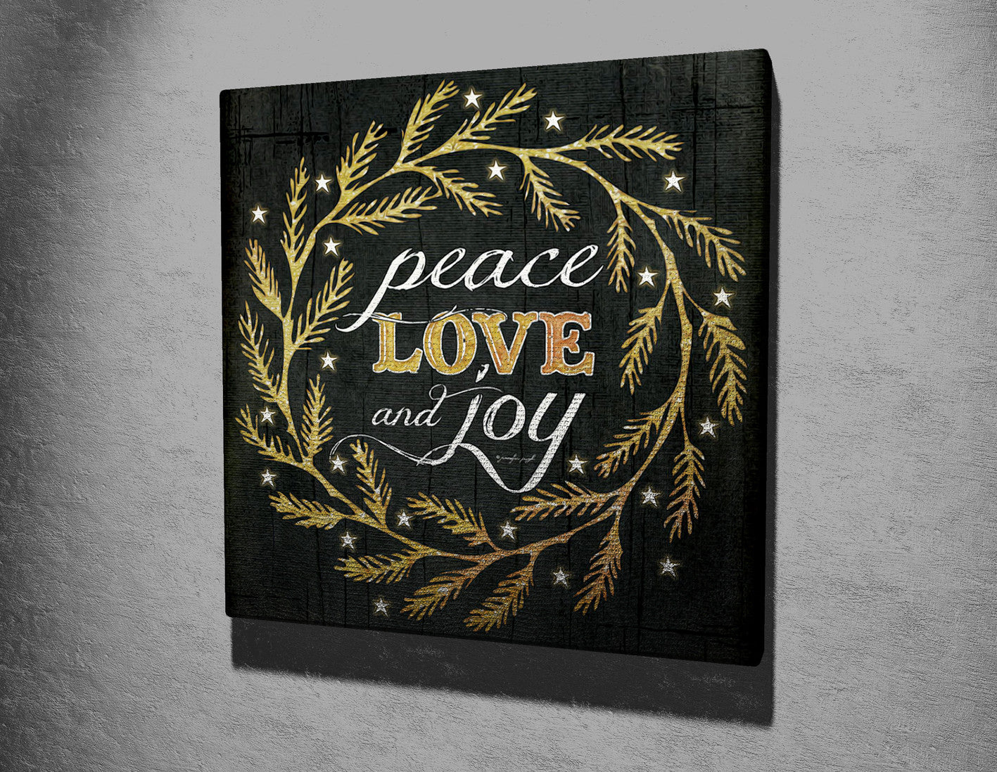 Quadro Decorativo em Tela KC197 Multicolor 45x45cm com Moldura de Madeira - Arte Moderna para Decoração de Interiores