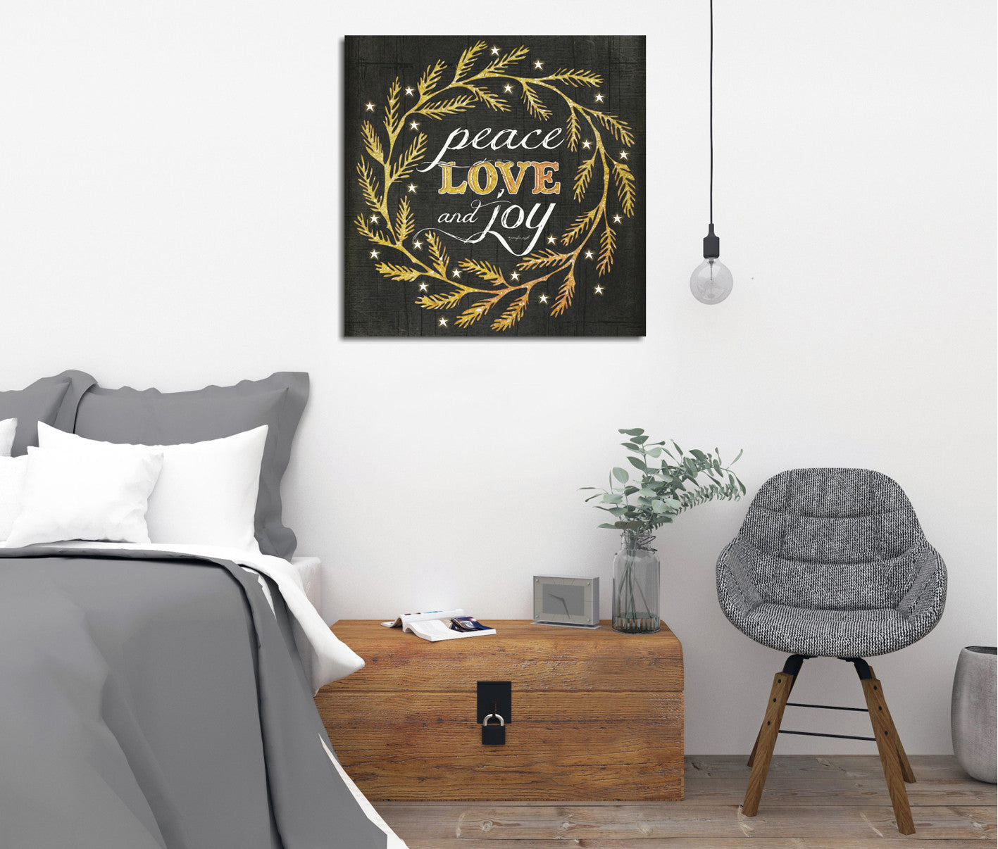 Quadro Decorativo em Tela KC197 Multicolor 45x45cm com Moldura de Madeira - Arte Moderna para Decoração de Interiores