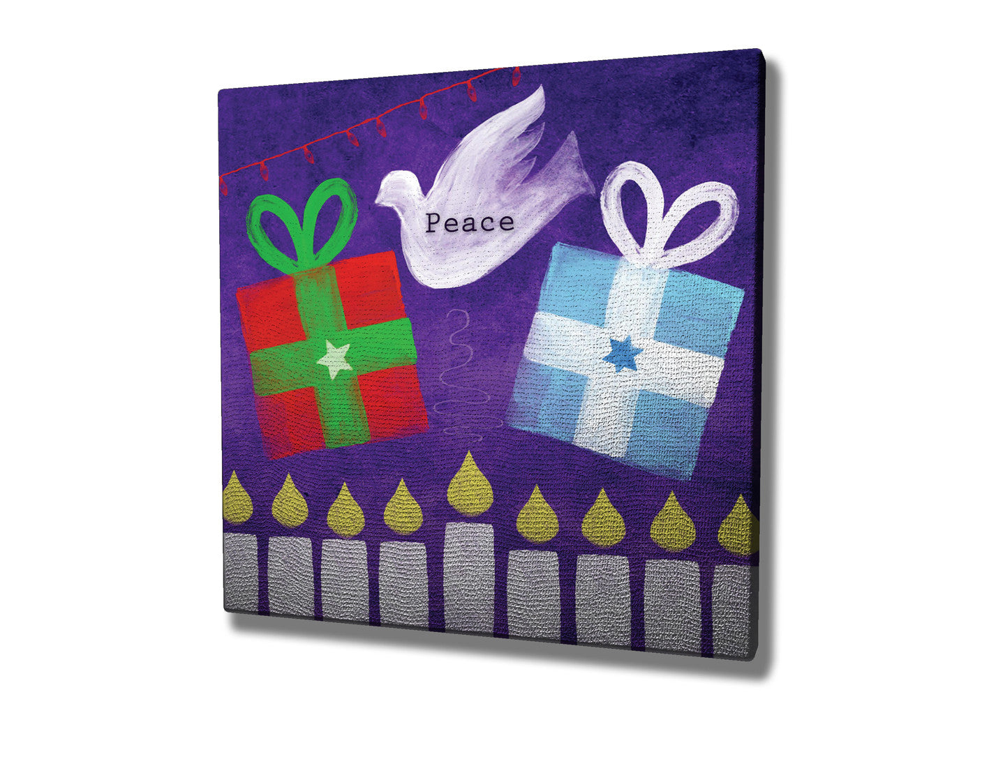 Quadro Decorativo em Tela KC198 Multicolor 45x45cm com Moldura de Madeira - Arte Moderna para Decoração de Interiores