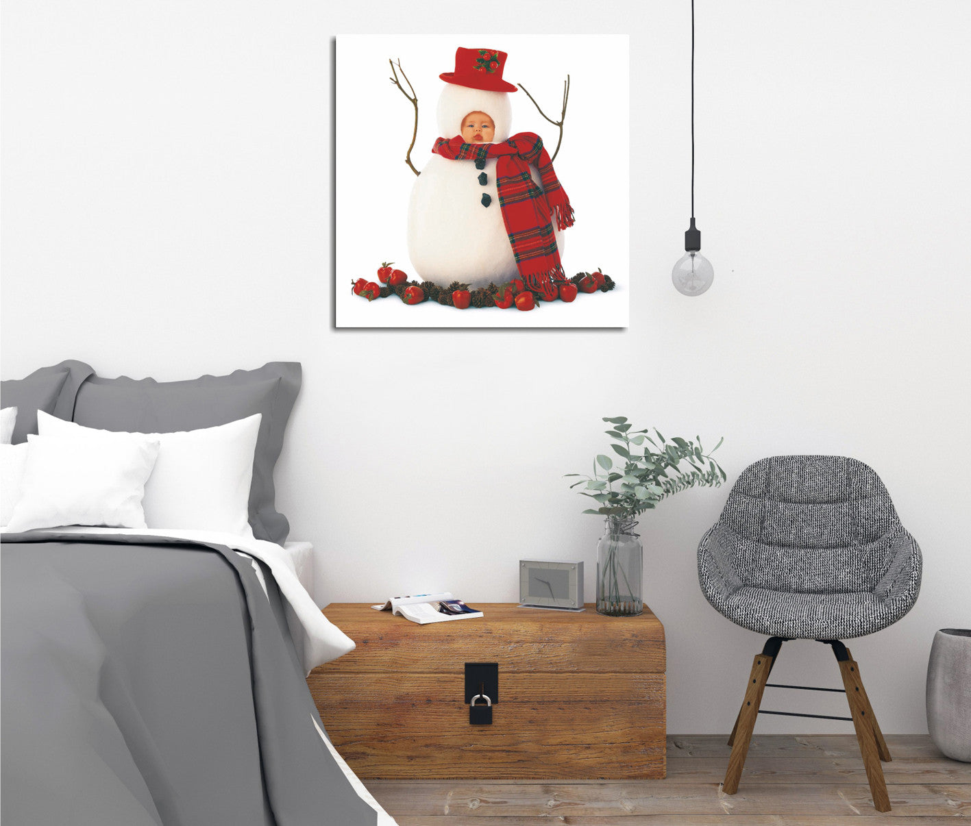 Quadro Decorativo em Tela KC200 Multicolor 45x45cm com Moldura de Madeira - Arte em Canvas 100% para Decoração de Interiores