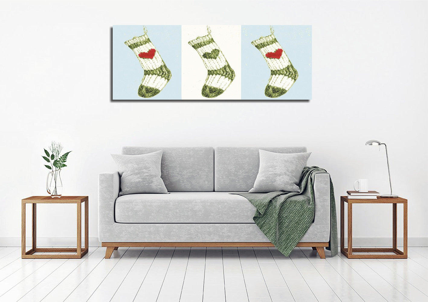 Quadro Decorativo em Tela Canvas Multicolor 30x80cm com Moldura de Madeira - Arte Moderna para Decoração de Interiores