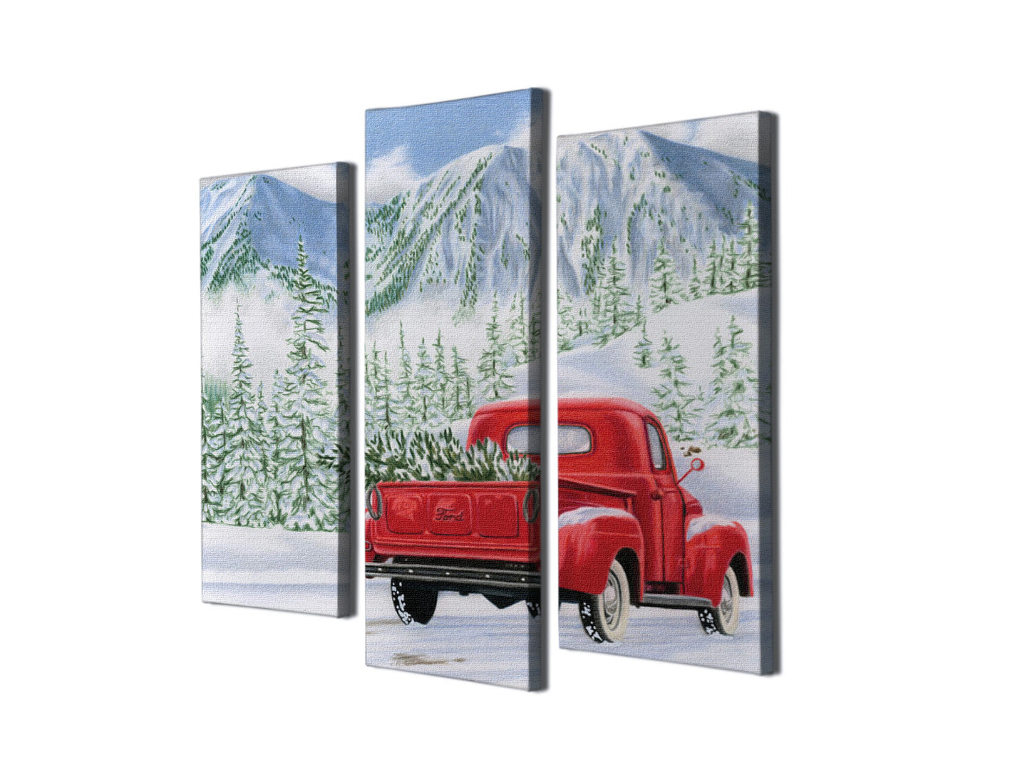 Quadro Decorativo em Tela Multicolor - Conjunto 3 Peças com Moldura de Madeira 66x45cm