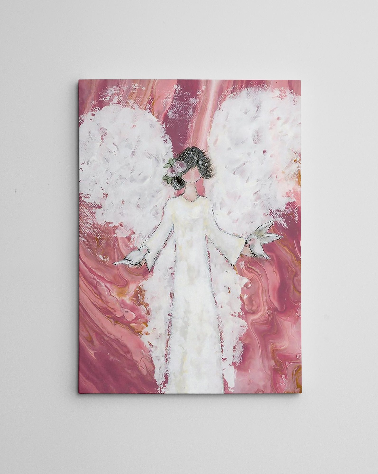 Quadro Decorativo em Tela 50x70cm - Pintura Multicolor com Moldura de Madeira 100% Canvas