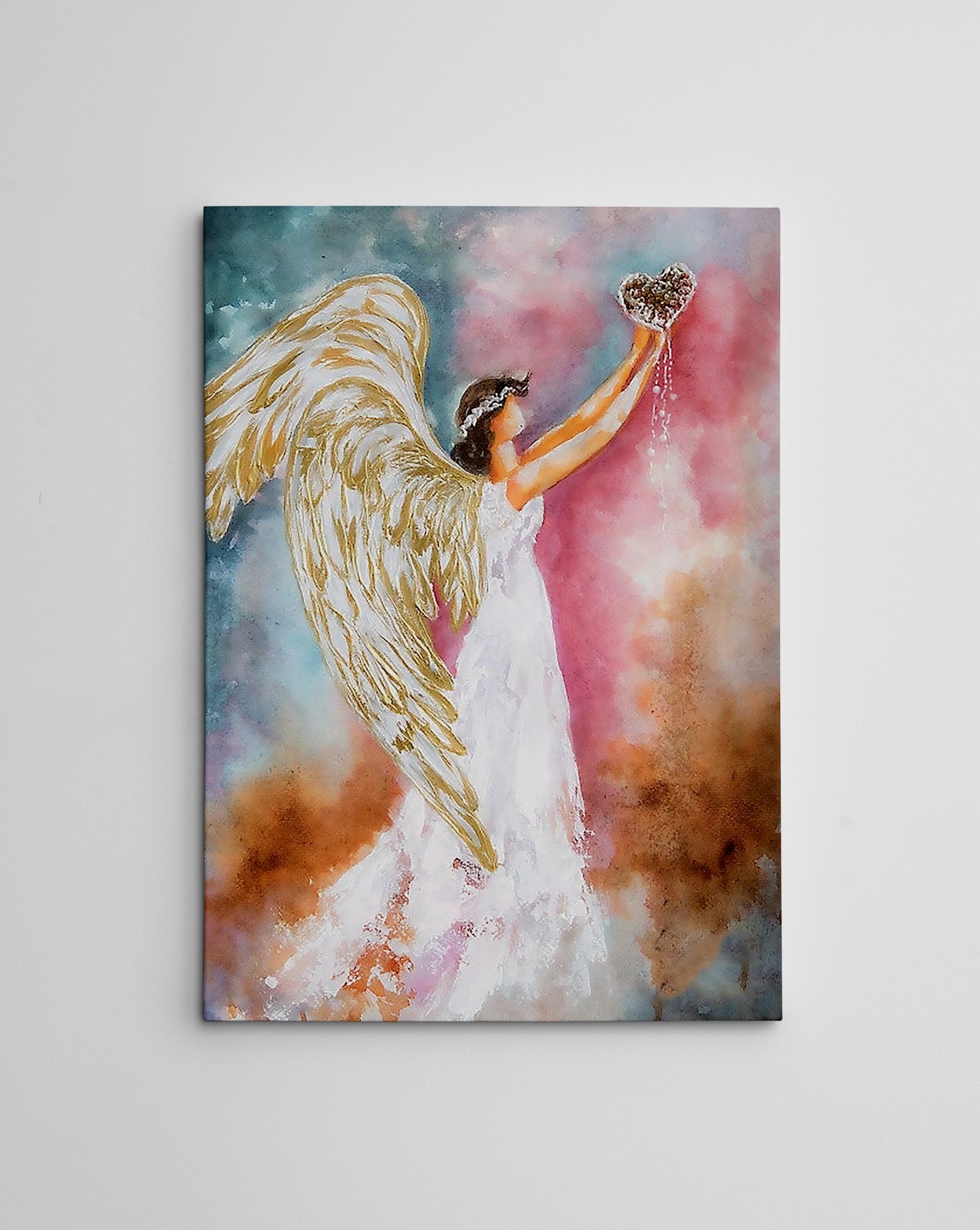 Quadro Decorativo em Tela 50x70cm - Pintura Multicolor com Moldura de Madeira 100% Canvas