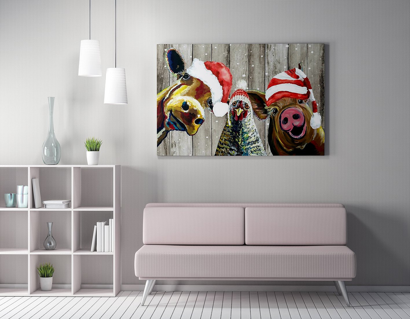 Quadro Decorativo em Tela 50x70cm - Pintura Multicolor com Moldura de Madeira 100% Canvas