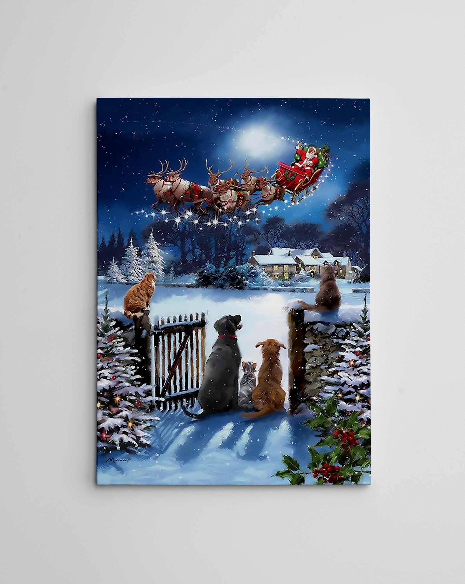 Quadro Decorativo em Tela 50x70cm - Pintura Multicolor com Moldura de Madeira 100% Canvas