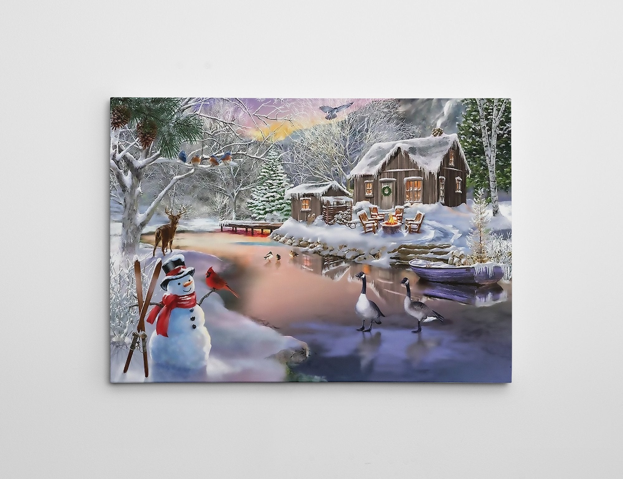 Quadro Decorativo em Tela 50x70cm - Pintura Multicolor com Moldura de Madeira 100% Canvas