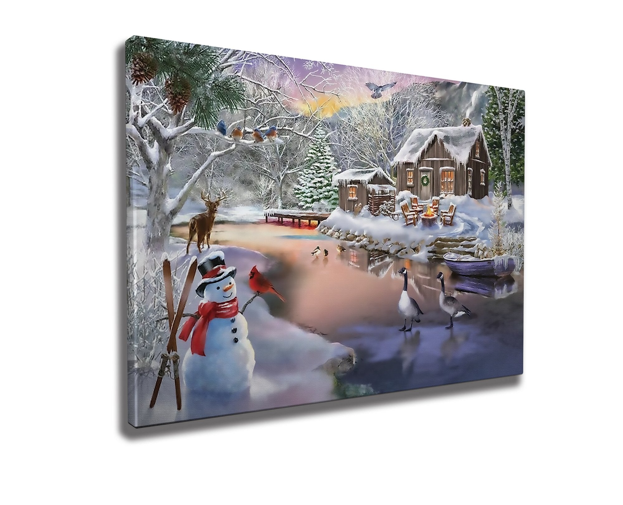 Quadro Decorativo em Tela 50x70cm - Pintura Multicolor com Moldura de Madeira 100% Canvas