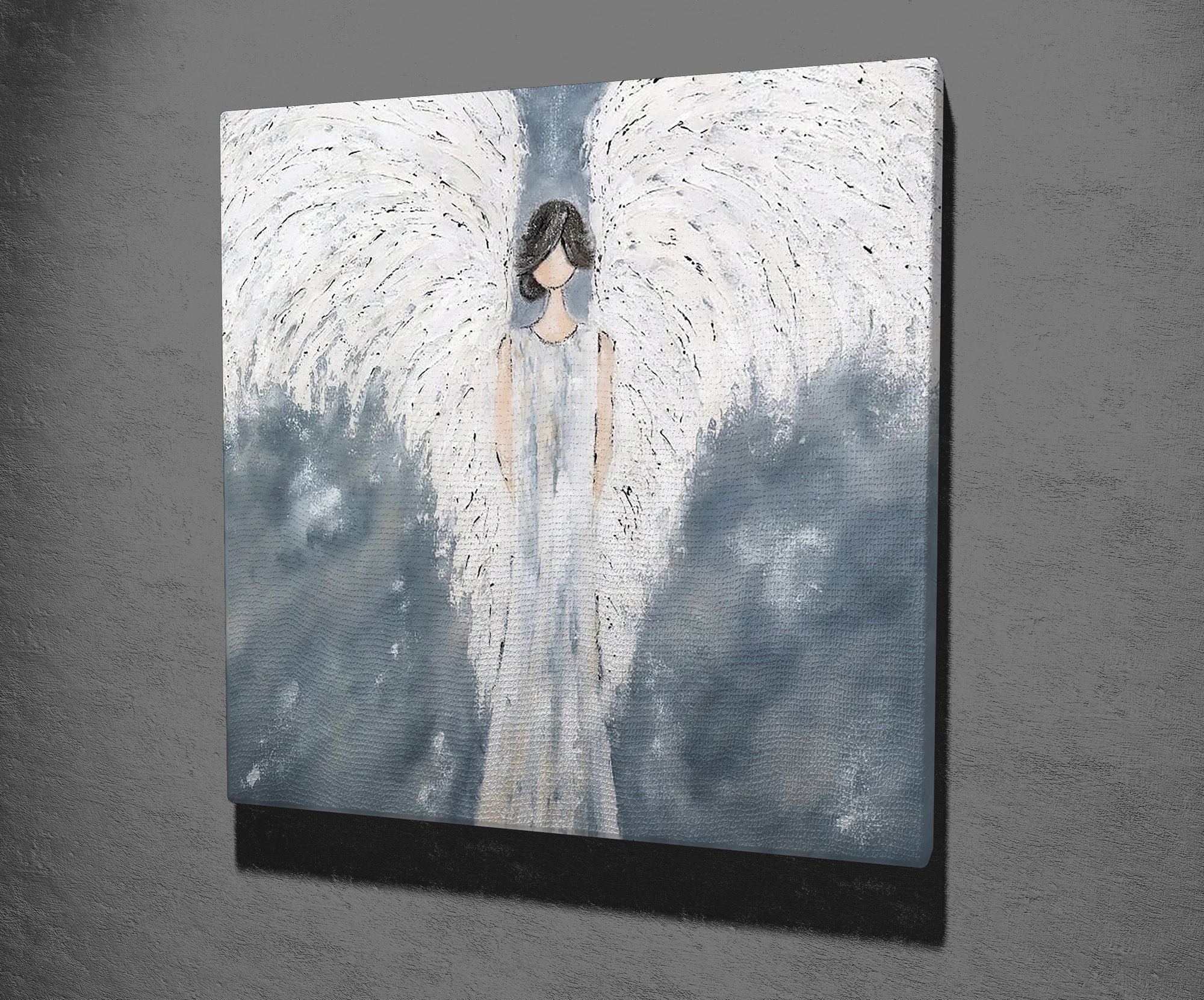 Quadro Decorativo em Tela KC443 Multicolor 45x45cm com Moldura de Madeira - Arte Moderna para Decoração de Interiores