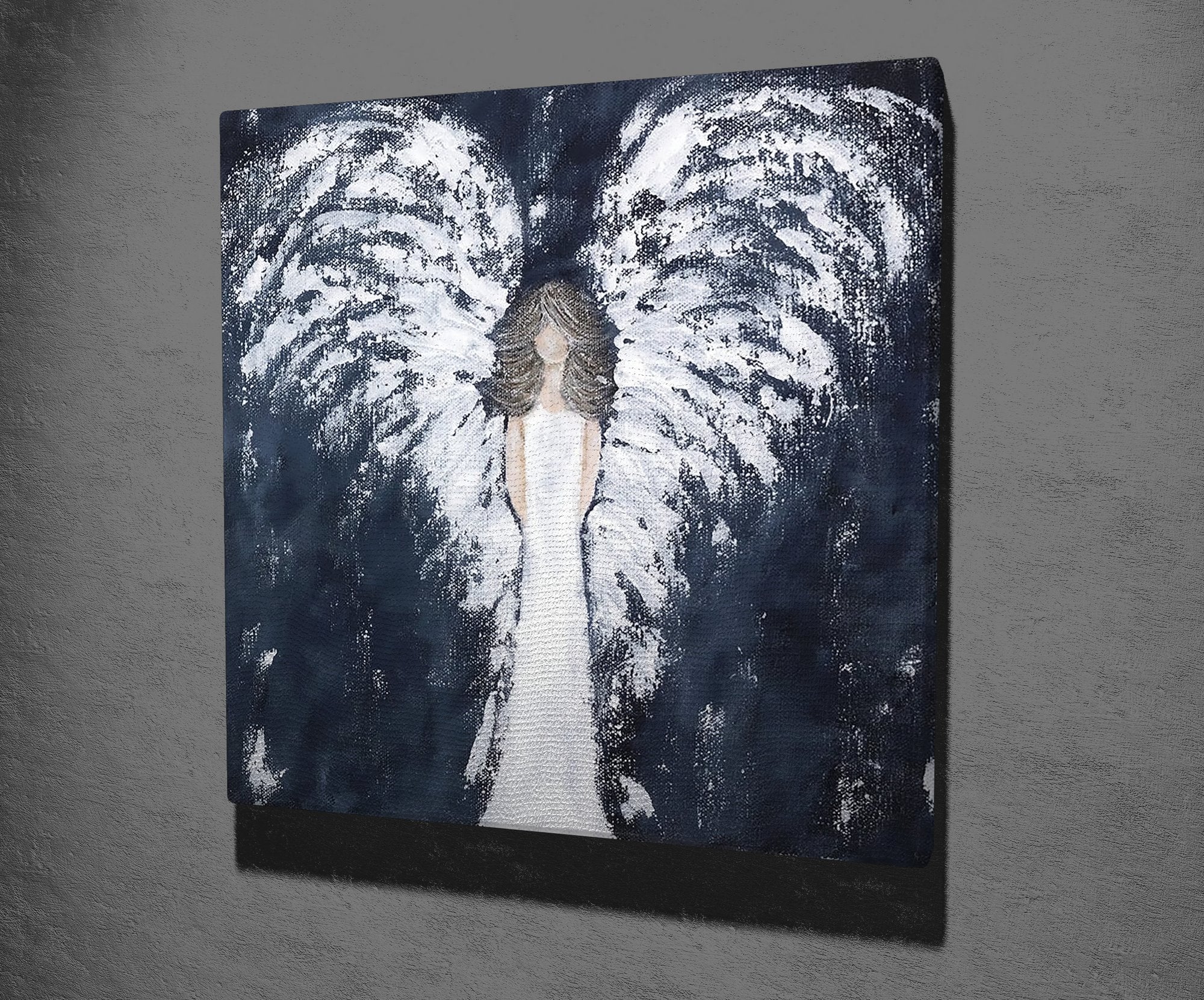 Quadro Decorativo em Tela KC444 Multicolor 45x45cm com Moldura de Madeira - Arte Moderna para Decoração de Interiores