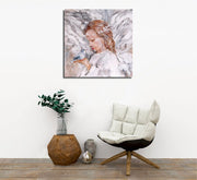 Quadro Decorativo em Tela KC445 Multicolor 45x45cm com Moldura de Madeira - Arte Moderna para Decoração de Interiores