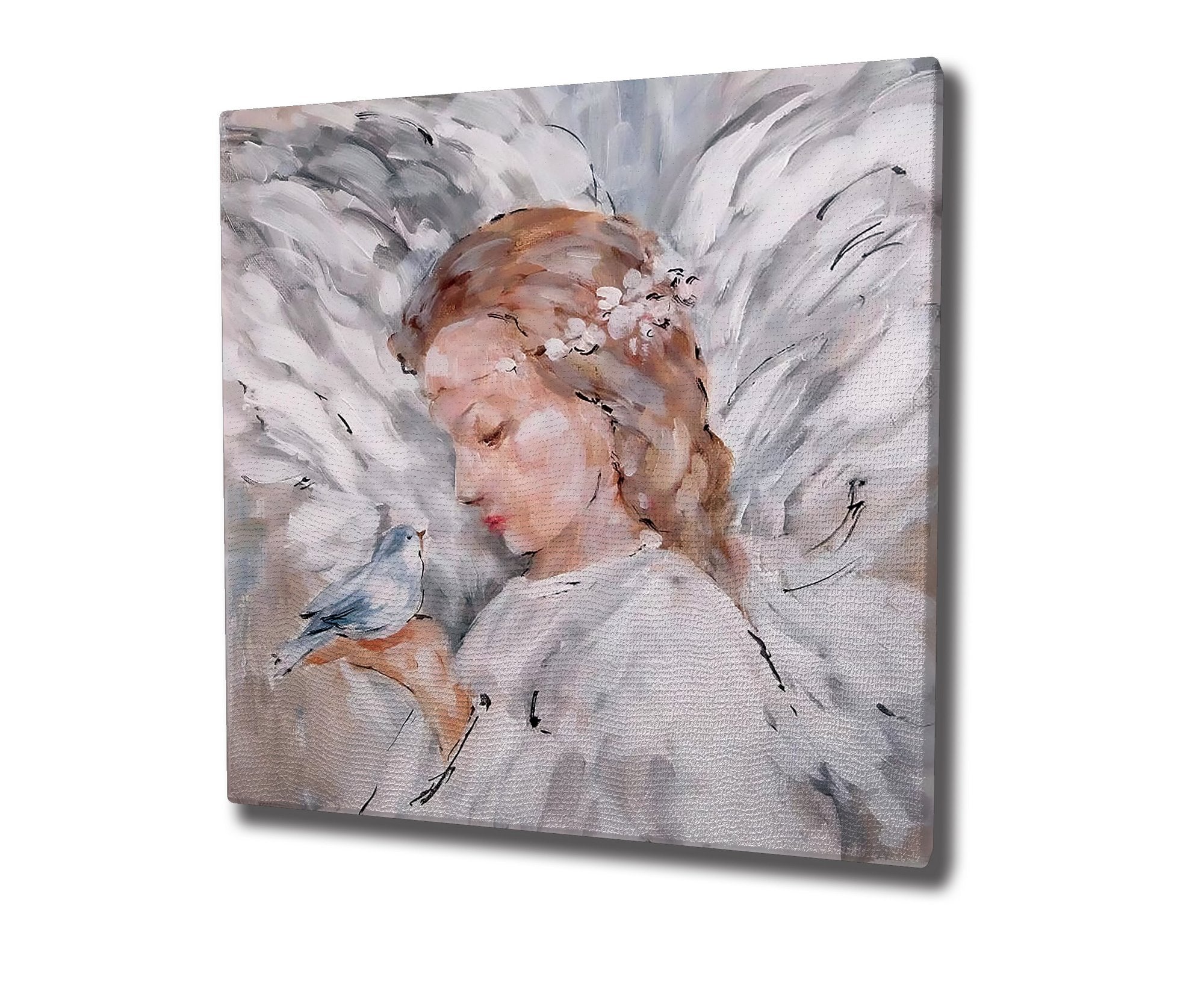 Quadro Decorativo em Tela KC445 Multicolor 45x45cm com Moldura de Madeira - Arte Moderna para Decoração de Interiores