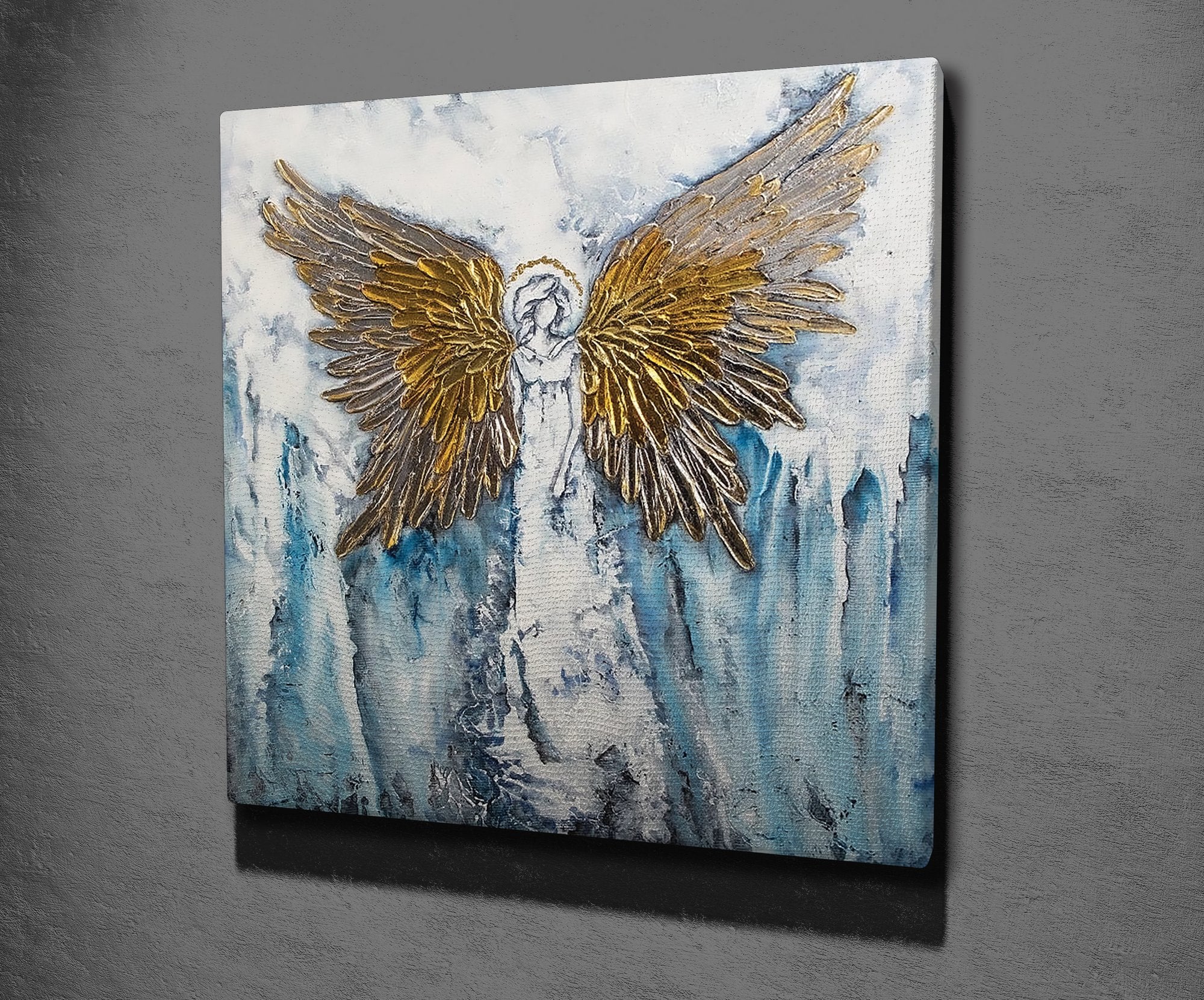 Quadro Decorativo em Tela KC446 Multicolor 45x45cm com Moldura de Madeira - Arte Moderna para Decoração de Interiores