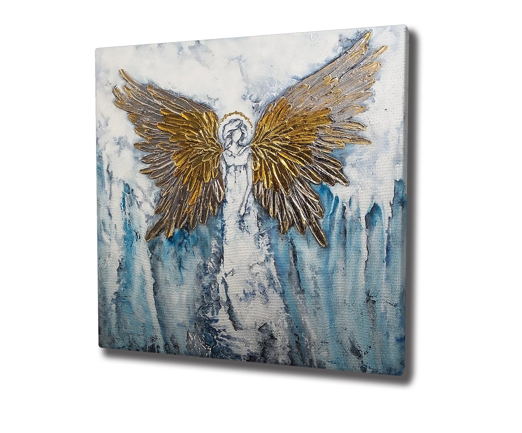 Quadro Decorativo em Tela KC446 Multicolor 45x45cm com Moldura de Madeira - Arte Moderna para Decoração de Interiores