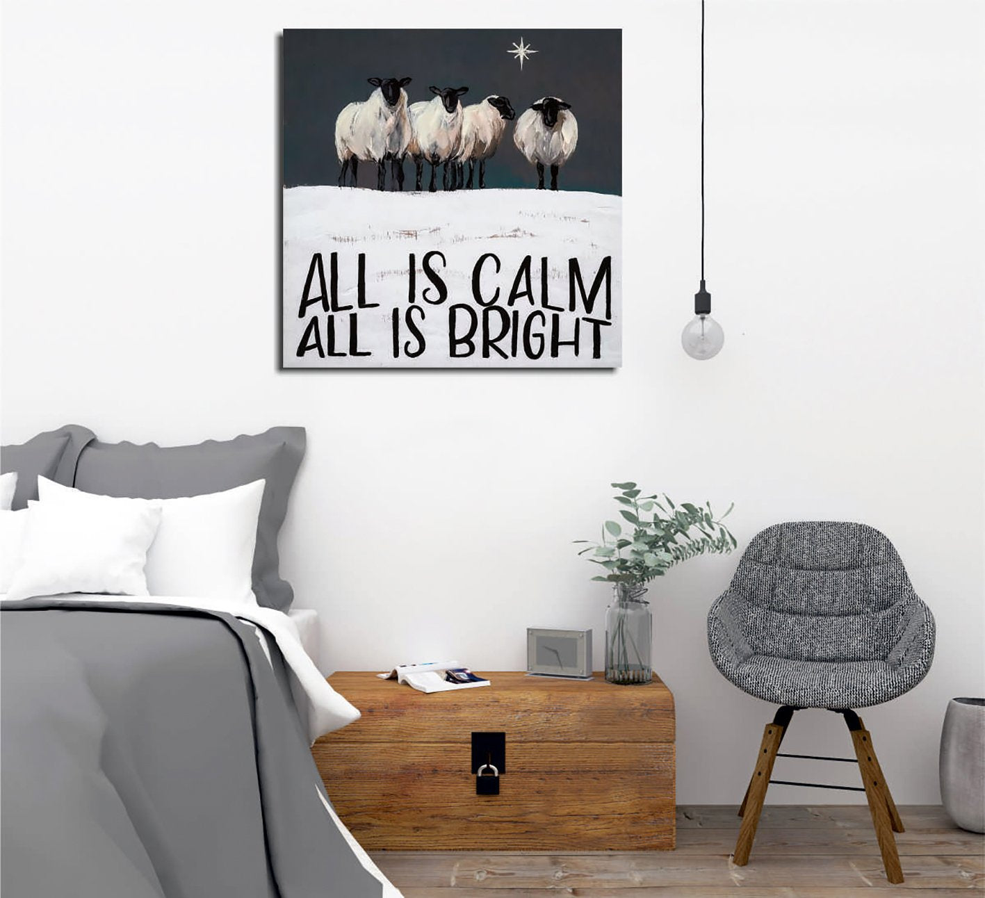 Quadro Decorativo em Tela Multicolor KC449 - Canvas 100% com Moldura de Madeira 45x45cm