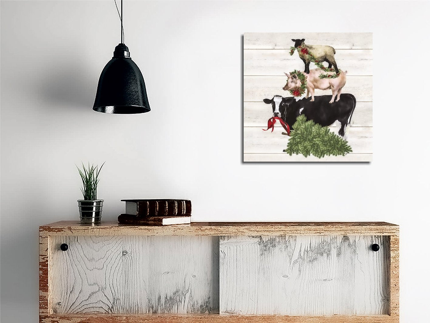 Quadro Decorativo em Tela KC450 - Pintura Multicolor 45x45cm com Moldura de Madeira