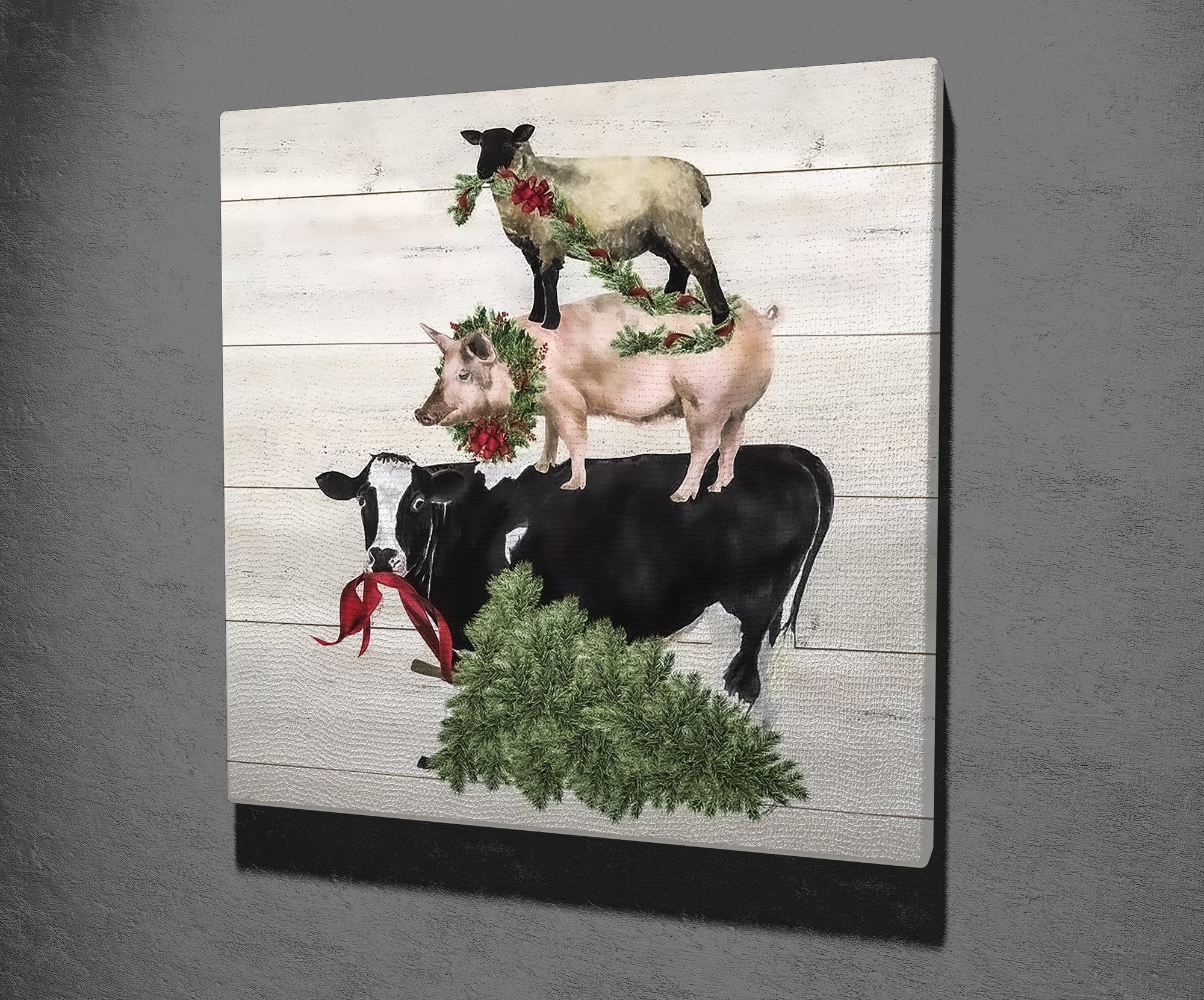 Quadro Decorativo em Tela KC450 - Pintura Multicolor 45x45cm com Moldura de Madeira