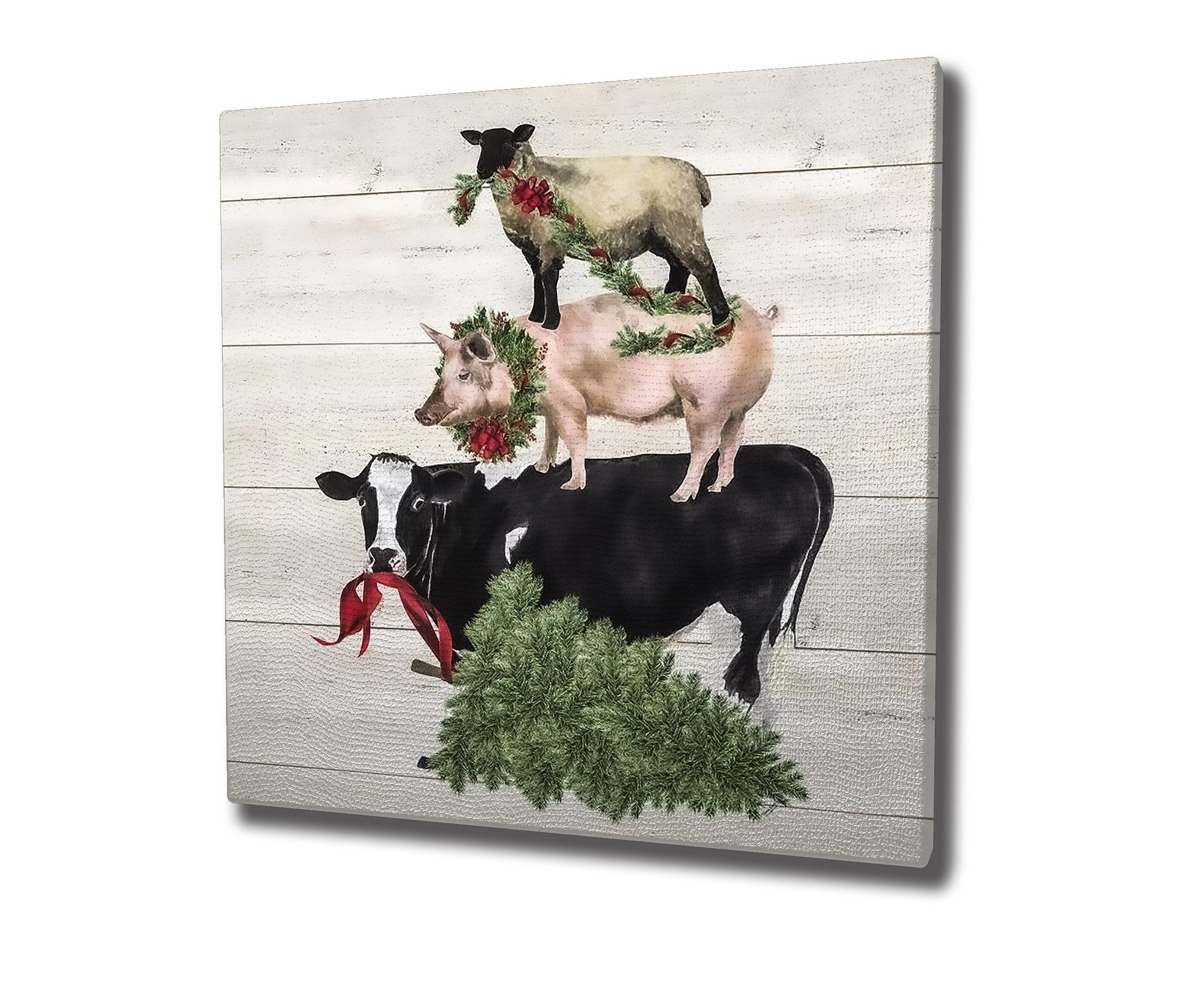 Quadro Decorativo em Tela KC450 - Pintura Multicolor 45x45cm com Moldura de Madeira