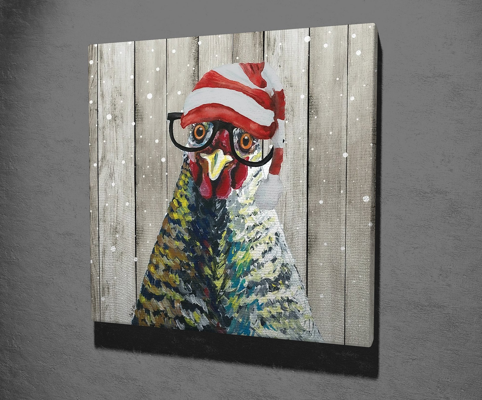 Quadro Decorativo em Tela KC451 Multicolor 45x45cm com Moldura de Madeira - Arte em Canvas 100% para Decoração de Interiores