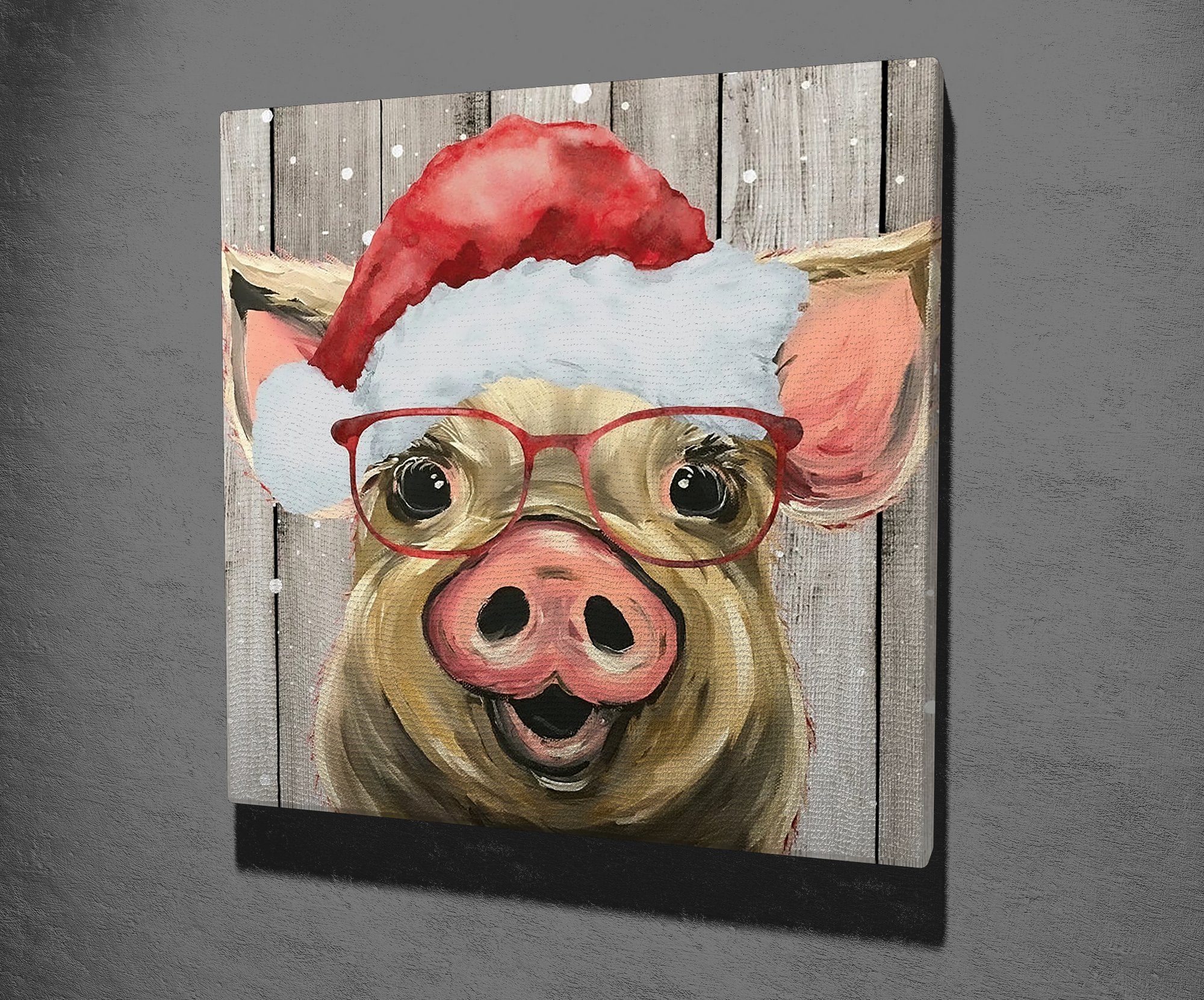 Quadro Decorativo em Tela KC454 Multicolor 45x45cm com Moldura de Madeira - Arte Moderna para Decoração de Interiores