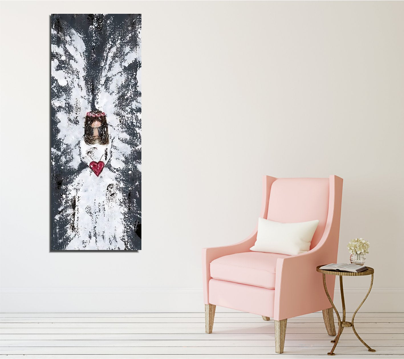 Quadro Decorativo em Tela PC331 Multicolor 30x80cm com Moldura de Madeira - Arte Moderna para Decoração de Interiores