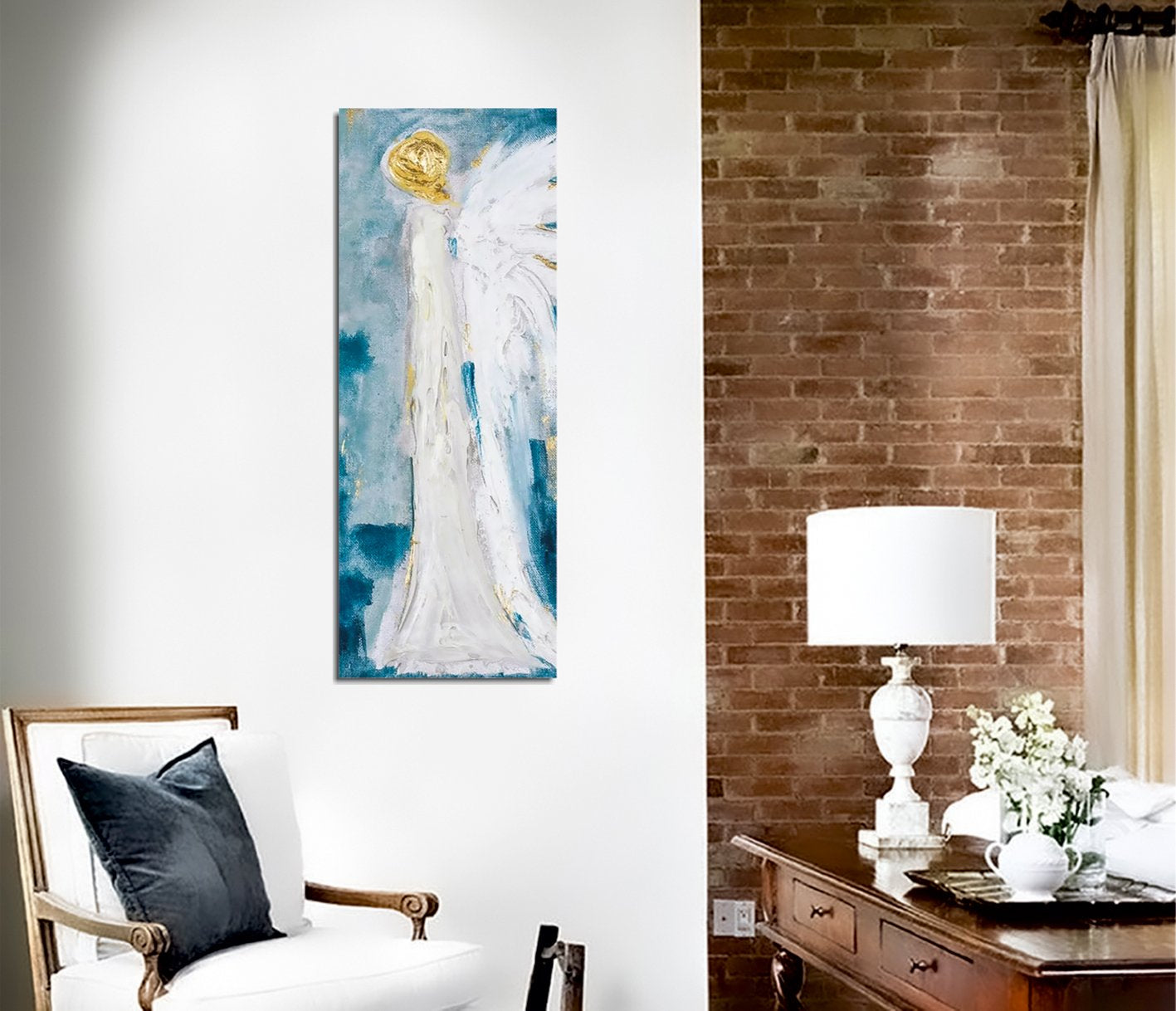 Quadro Decorativo em Tela PC333 Multicolor 30x80cm com Moldura de Madeira - Arte em Canvas 100% para Decoração de Interiores