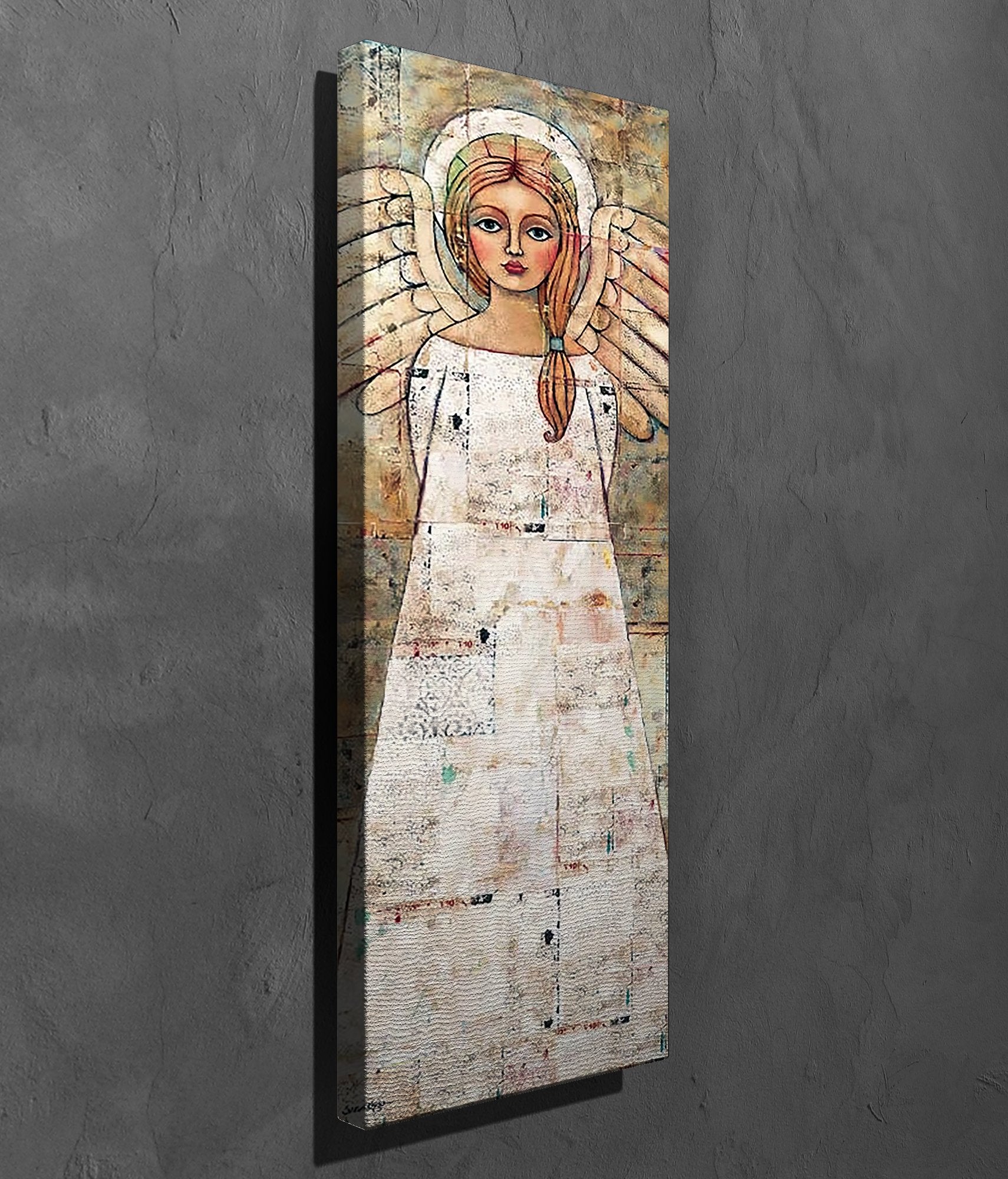 Quadro Decorativo em Tela Canvas Multicolor 30x80cm com Moldura de Madeira - Arte Moderna para Decoração de Interiores