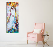 Quadro Decorativo em Tela PC335 Multicolor 30x80cm com Moldura de Madeira - Arte Moderna para Decoração de Interiores