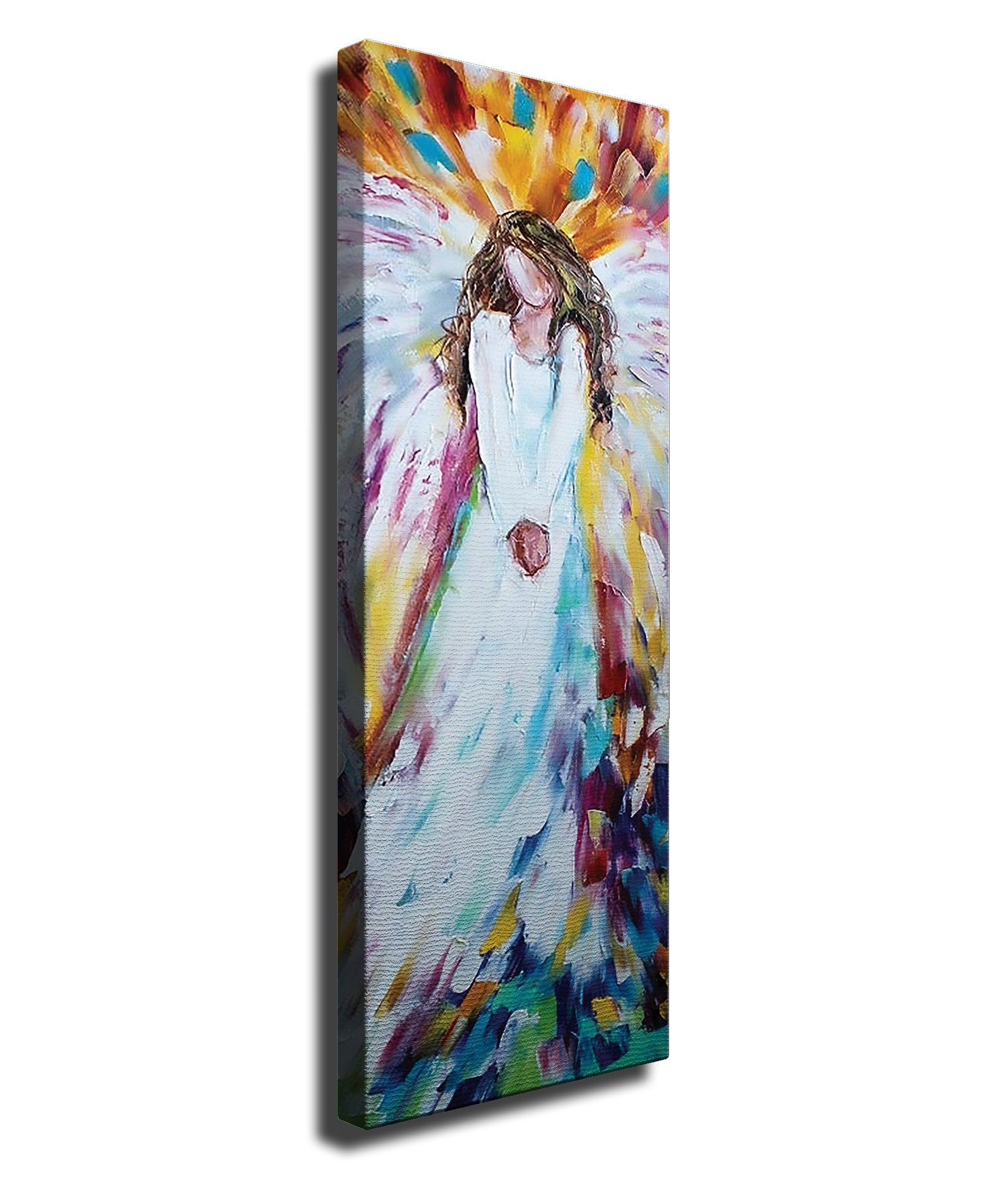Quadro Decorativo em Tela PC335 Multicolor 30x80cm com Moldura de Madeira - Arte Moderna para Decoração de Interiores