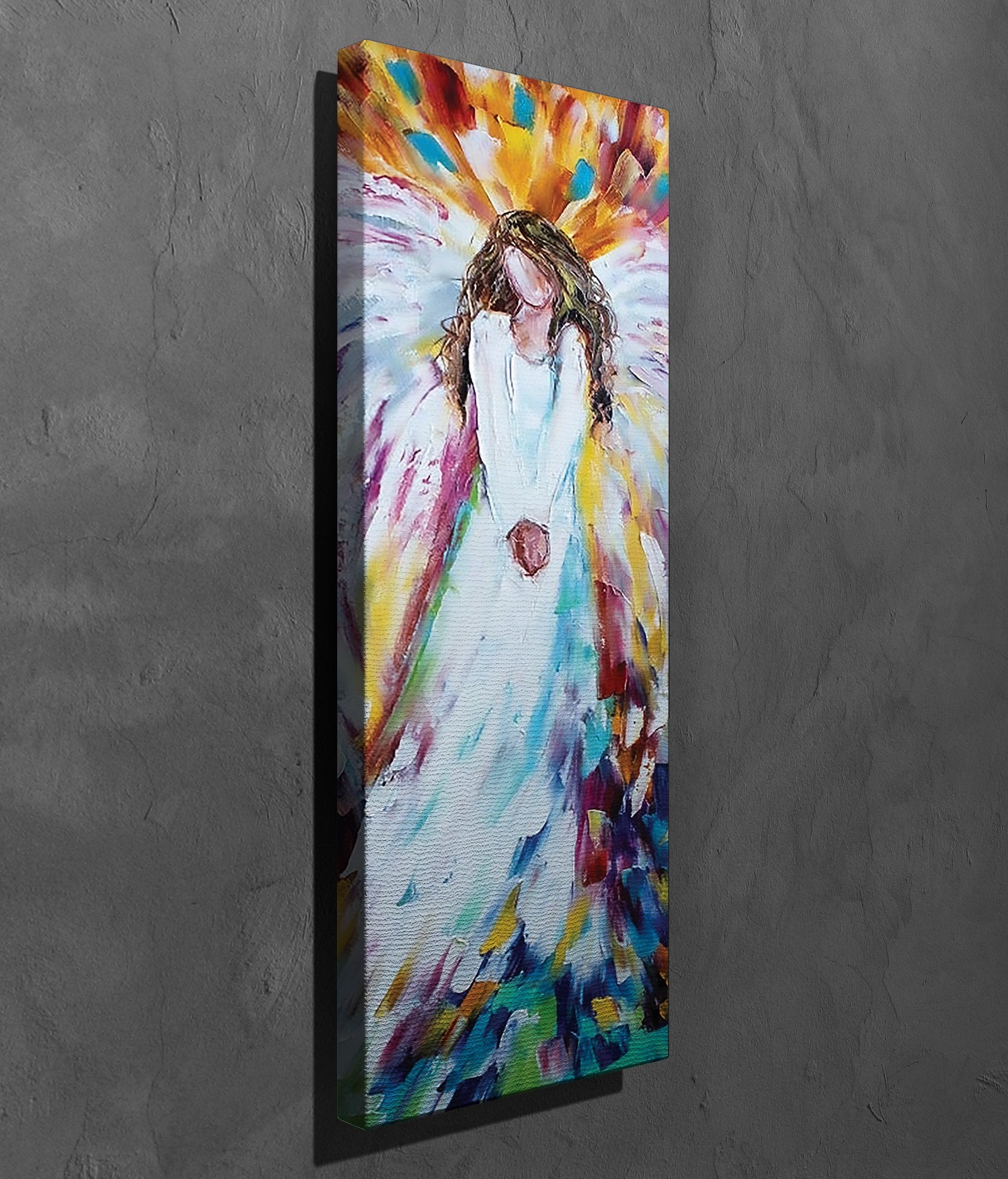 Quadro Decorativo em Tela PC335 Multicolor 30x80cm com Moldura de Madeira - Arte Moderna para Decoração de Interiores