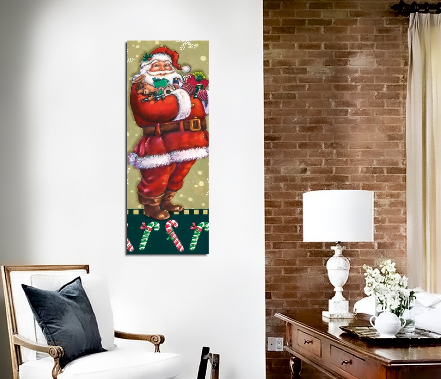 Quadro Decorativo em Tela PC336 Multicolor 30x80cm com Moldura de Madeira - Arte Moderna para Decoração de Interiores