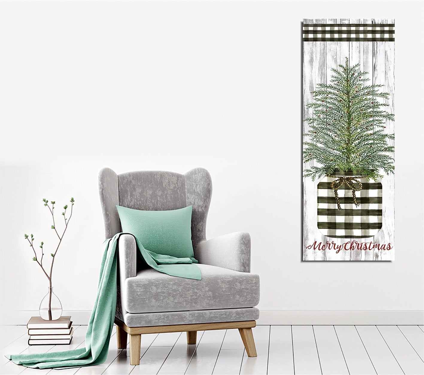 Quadro Decorativo em Tela Canvas Multicolor 30x80cm com Moldura de Madeira - Arte Moderna para Decoração de Interiores