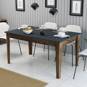 Mesa de Jantar Moderna, Nogueira e Antracite, 145 x 75 x 88 cm | Painel de Partículas 100% Revestido com Melamina, 18 mm de Espessura | Design Elegante com Pernas Suntalam e Armazenamento