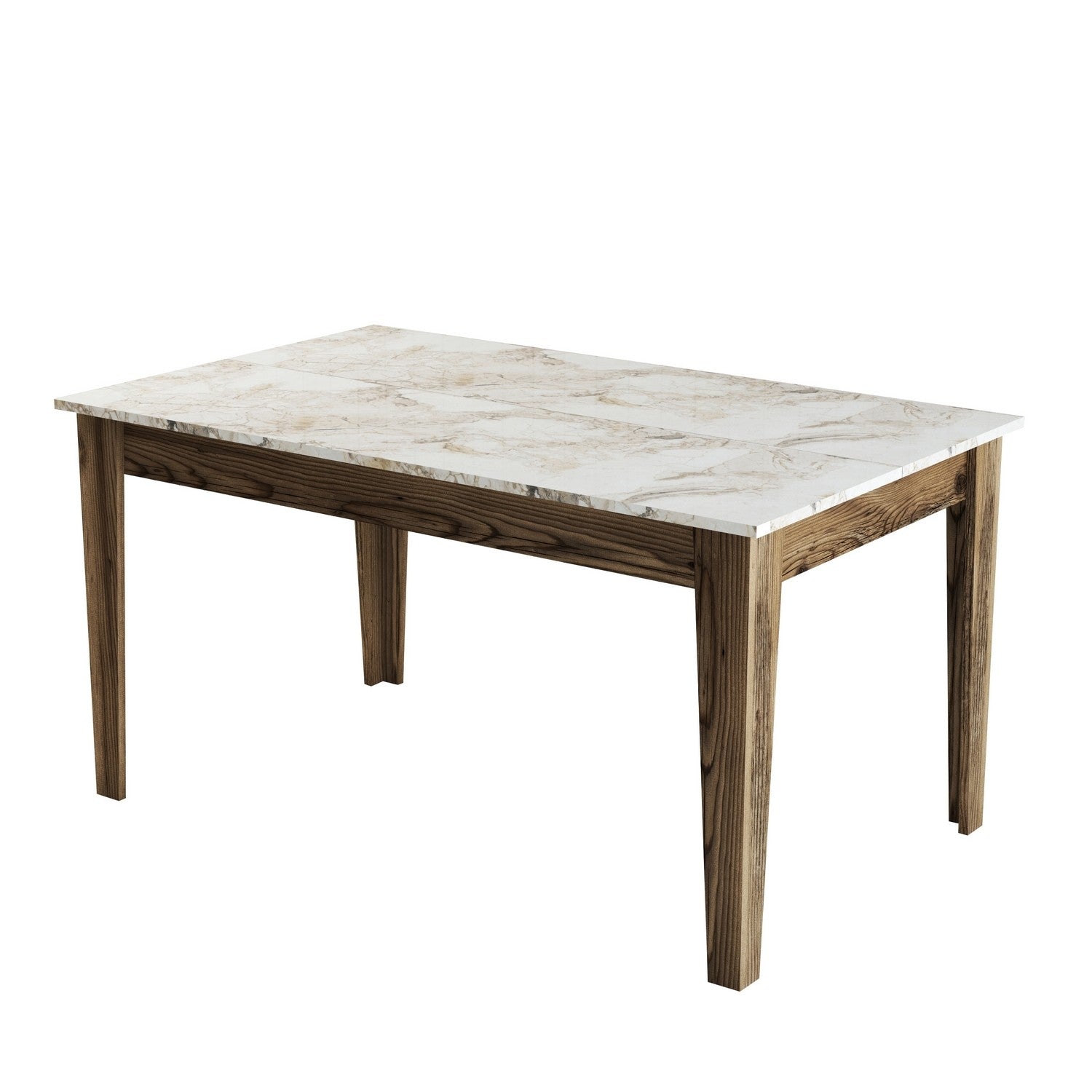 Mesa de Jantar Moderna, Nogueira e Branco, 145 x 75 x 88 cm | Painel de Partículas 100% Revestido com Melamina, 18 mm de Espessura | Pernas Elegantes em Suntalam Antracite, Perfeitas para Espaços Contemporâneos
