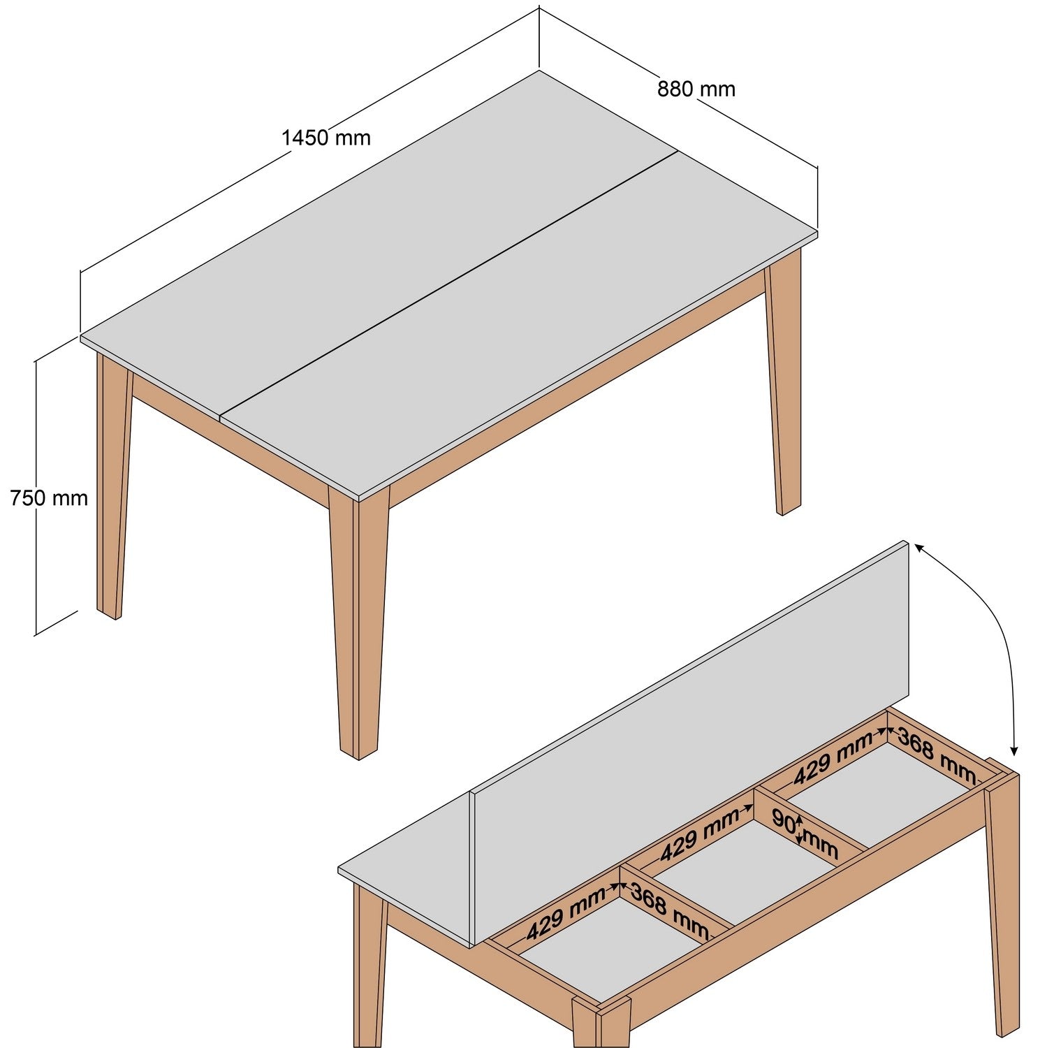 Mesa de Jantar Moderna, Nogueira e Branco, 145 x 75 x 88 cm | Painel de Partículas 100% Revestido com Melamina, 18 mm de Espessura | Pernas Elegantes em Suntalam Antracite, Perfeitas para Espaços Contemporâneos