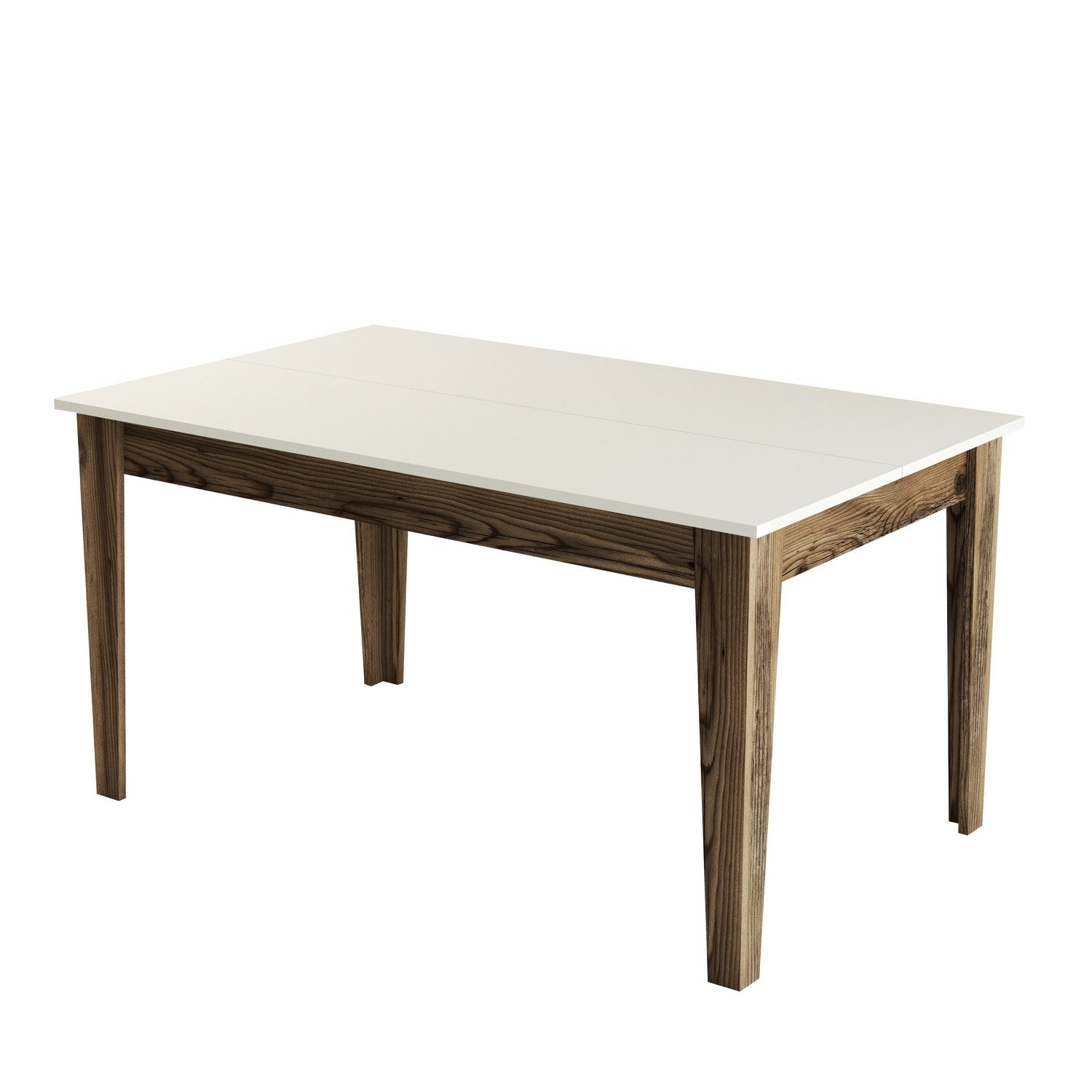 Mesa de Jantar Moderna, Nogueira e Creme, 145 x 88 x 75 cm | Painel de Partículas 100% Revestido com Melamina, 18 mm de Espessura | Pernas Elegantes Suntalam e Área de Armazenamento