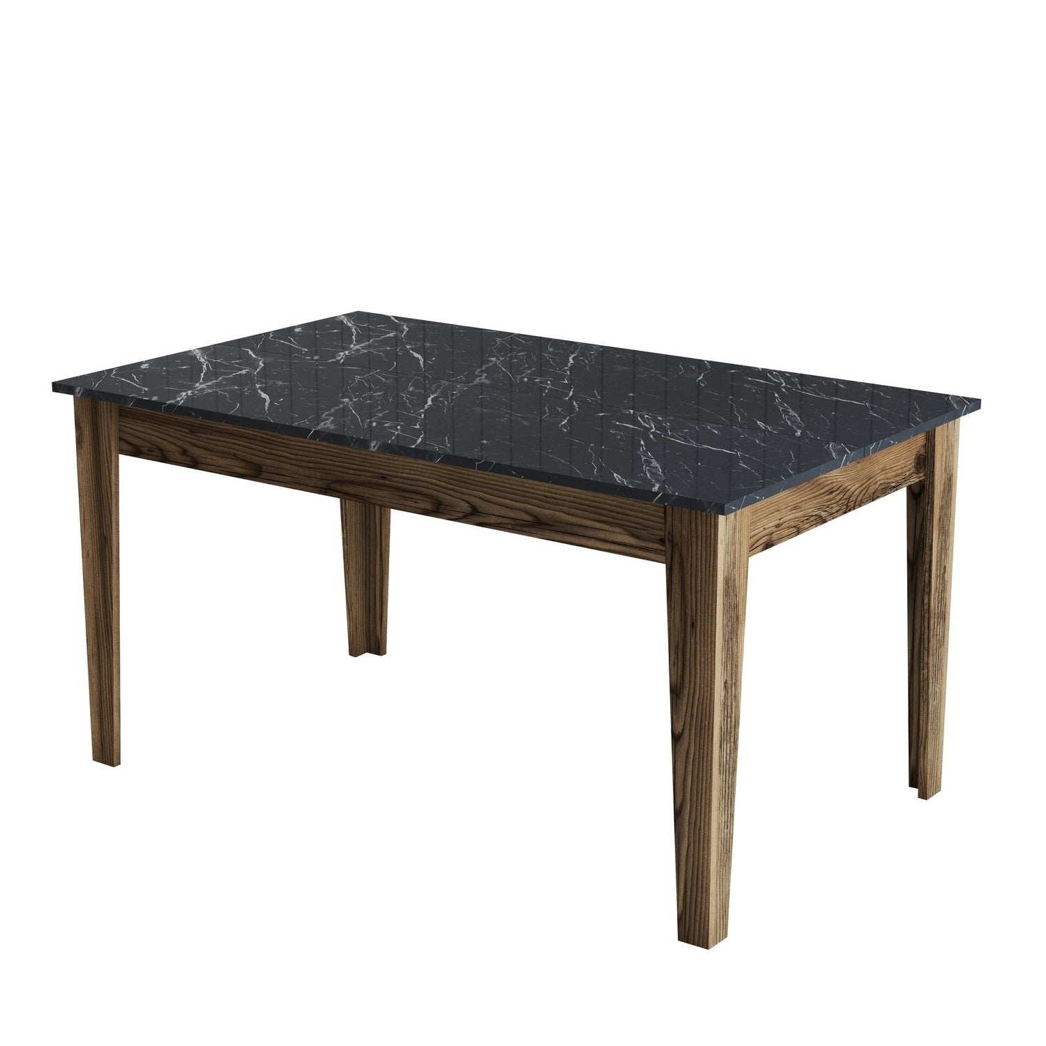 Mesa de Jantar Moderna, Nogueira e Preto, 145 x 75 x 88 cm | Painel de Partículas 100% Revestido com Melamina, 18 mm de Espessura | Design Elegante em Antracite com Pés Suntalam