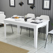 Mesa de Jantar Branca Moderna, 145 x 88 x 75 cm | Painel de Partículas 100% Revestido em Melamina, 18 mm de Espessura | Pernas Elegantes em Suntalam e Área de Armazenamento | Perfeita para Casas Contemporâneas