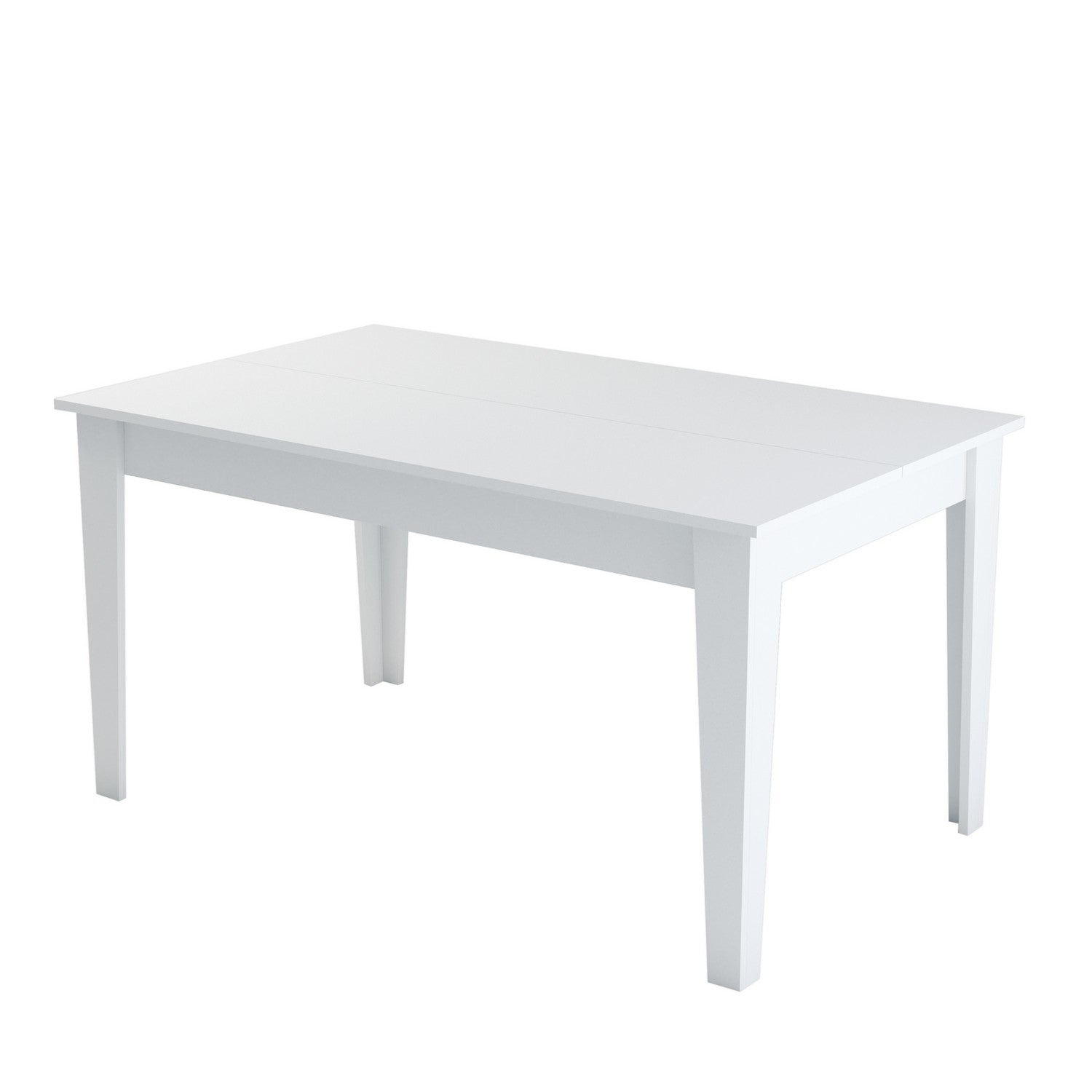 Mesa de Jantar Branca Moderna, 145 x 88 x 75 cm | Painel de Partículas 100% Revestido em Melamina, 18 mm de Espessura | Pernas Elegantes em Suntalam e Área de Armazenamento | Perfeita para Casas Contemporâneas