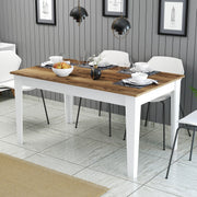 Mesa de Jantar Moderna, Nogueira e Branco, 145 x 88 x 75 cm | Painel de Partículas 100% Revestido com Melamina, 18 mm de Espessura | Pernas Elegantes em Suntalam, Ideal para Espaços Contemporâneos