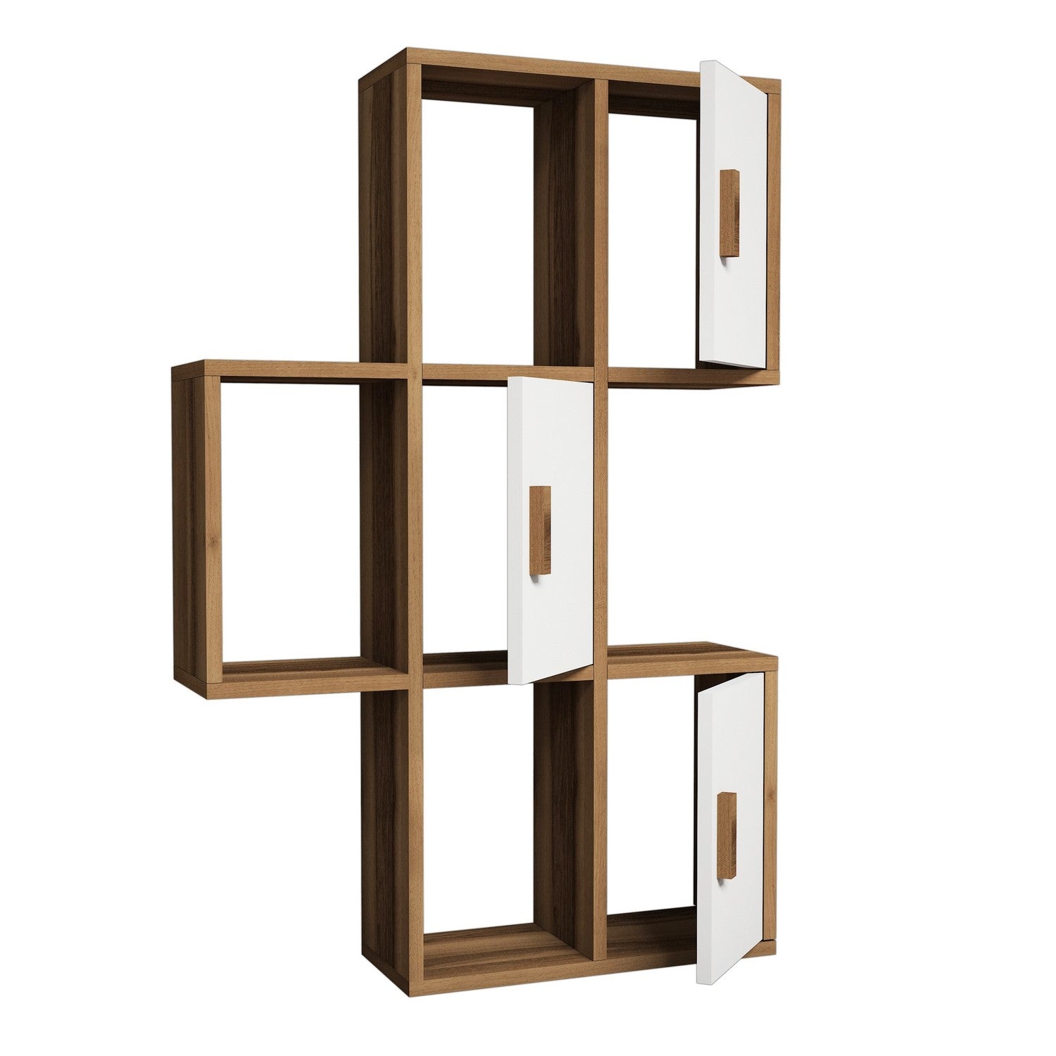 Prateleira de parede moderna, nogueira e branca, 50 x 112,6 x 20 cm | Painel de partículas 100% revestido de melamina, 18 mm de espessura | Solução de armazenamento elegante para qualquer ambiente