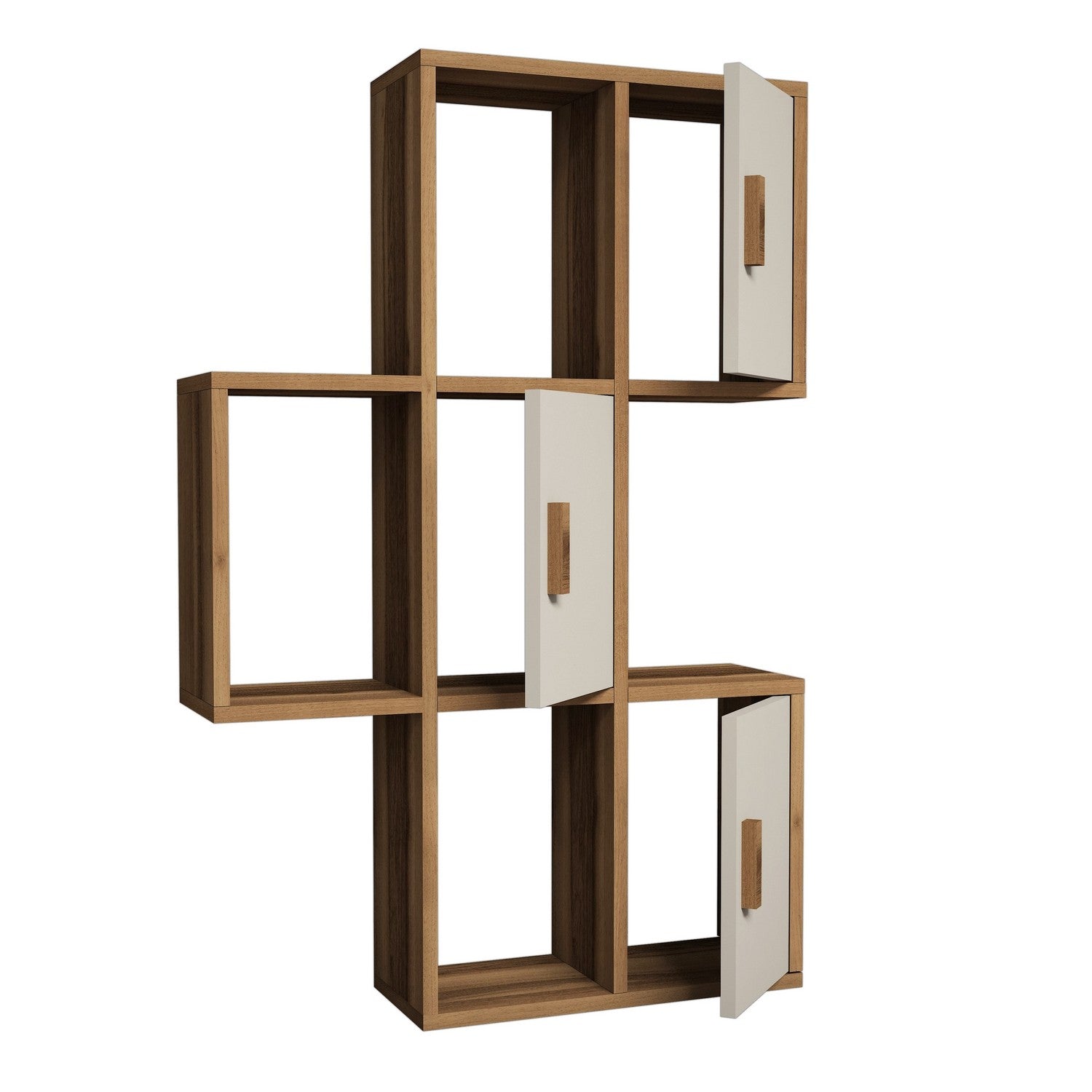 Prateleira de parede moderna, nogueira e creme, 50 x 112,6 x 20 cm | Painel de partículas 100% revestido de melamina, 18 mm de espessura | Solução de armazenamento elegante para qualquer ambiente