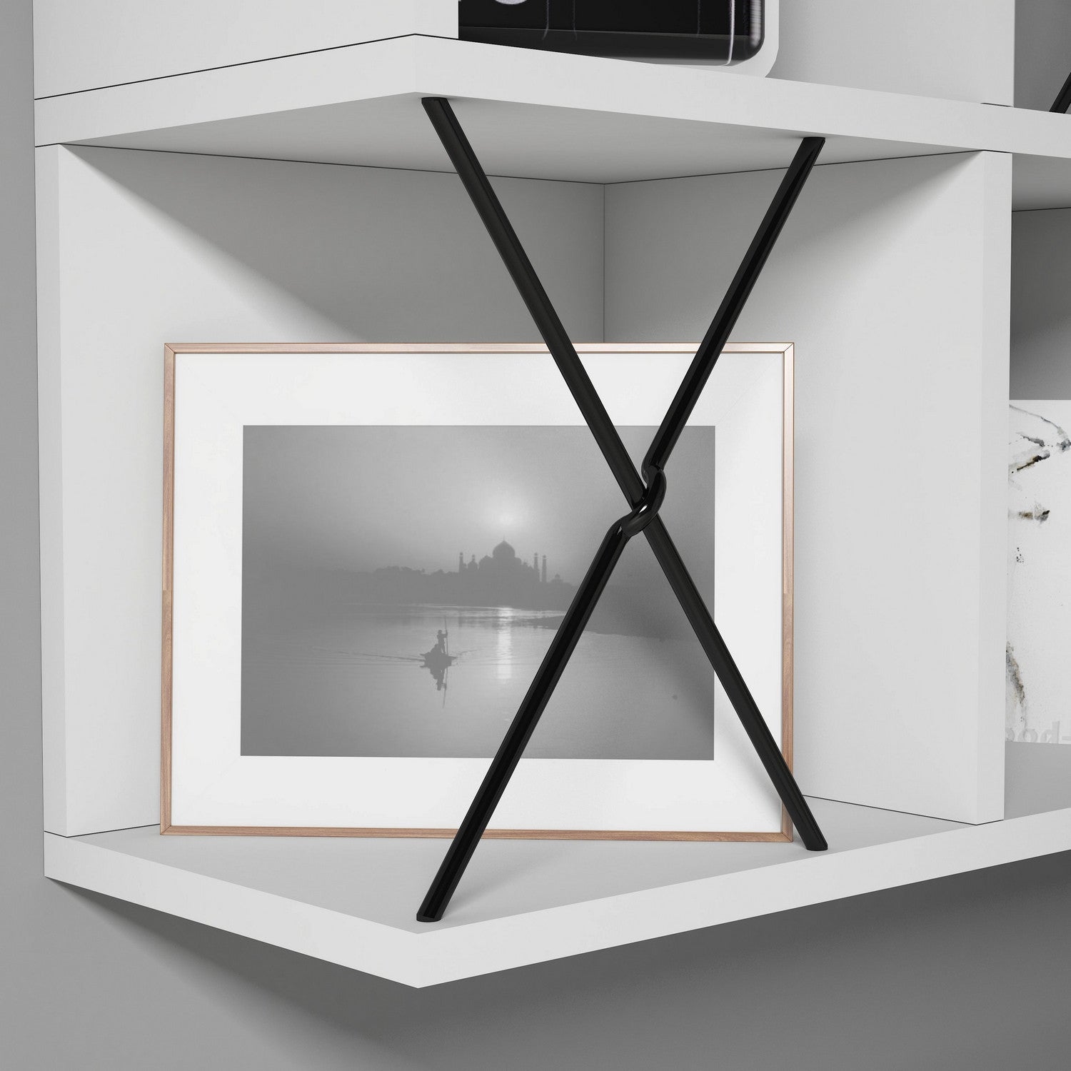 Prateleira de parede moderna, branca e preta, 60 x 60 x 24 cm | Painel de partículas 100% revestido em melamina, 18 mm de espessura | Solução de armazenamento elegante e funcional para qualquer ambiente