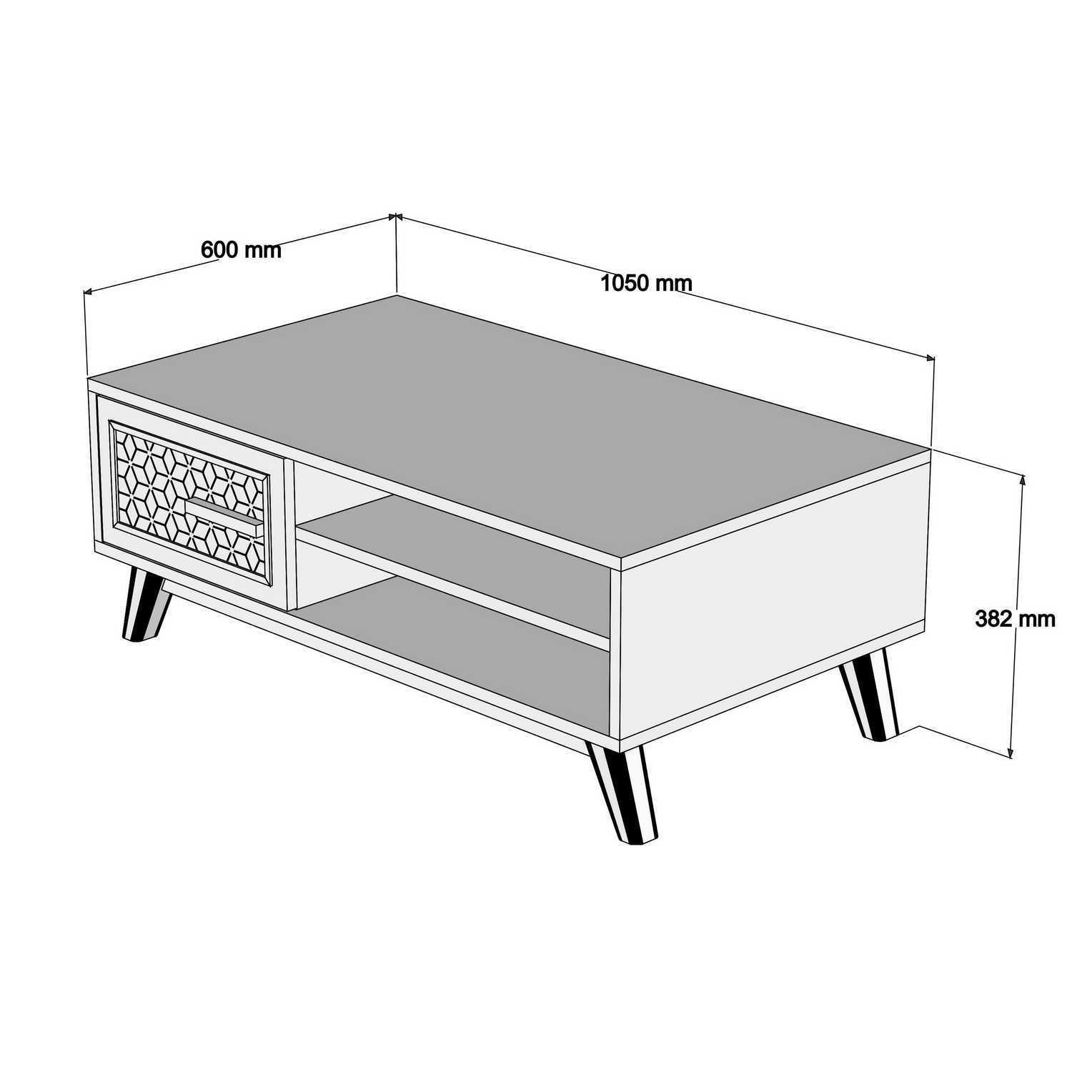Mesa de Centro Moderna em Nogueira – 105 cm x 60 cm x 38,2 cm – Melamina