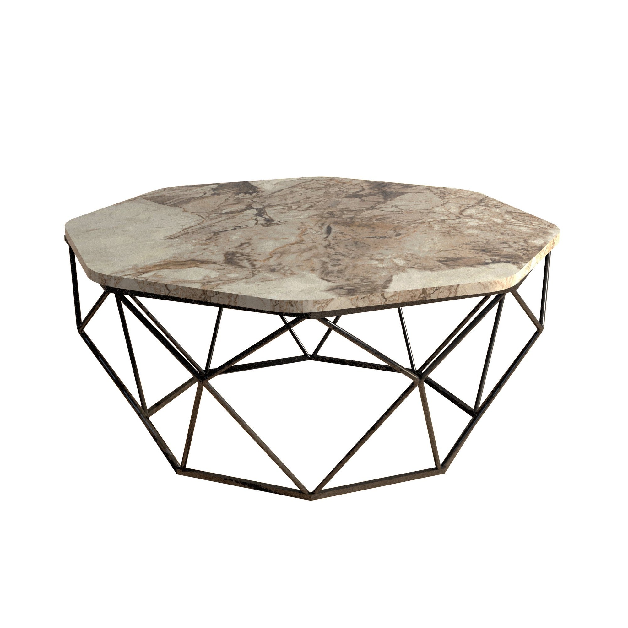 Mesa de Centro – 90 x 38 x 90 cm – Branca – Painel de partículas revestido a melamina e estrutura de metal