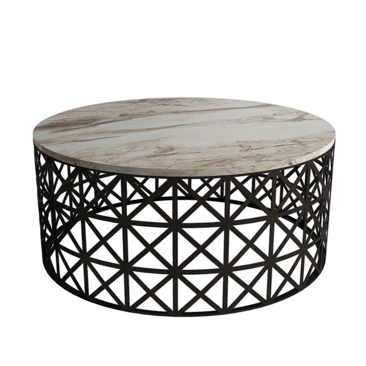 Mesa de Centro Moderna – 90 x 38 x 90 cm – Branca – Painel de Partículas revestido a Melamina